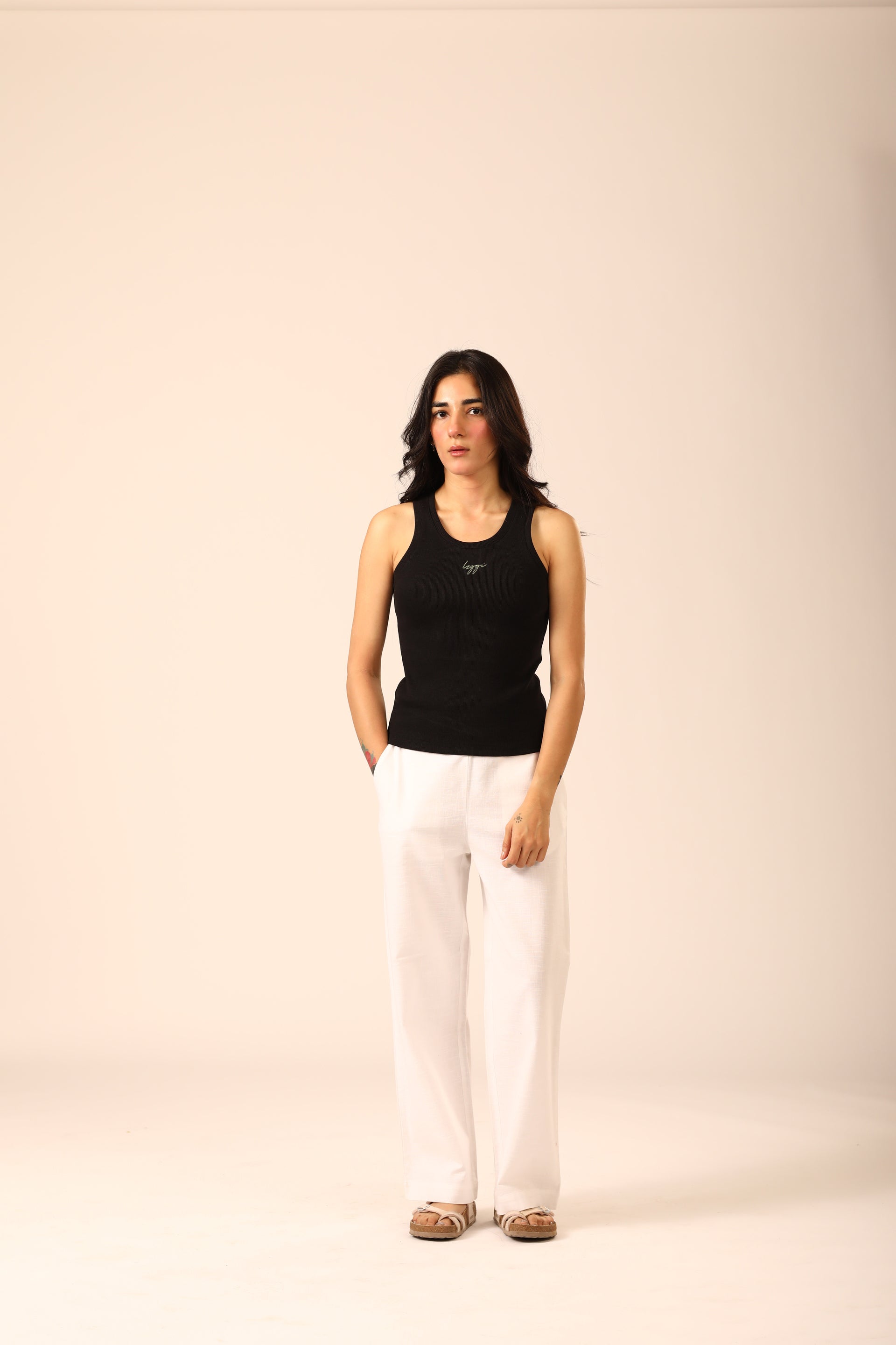 Black Ribbed Sleeveless Top