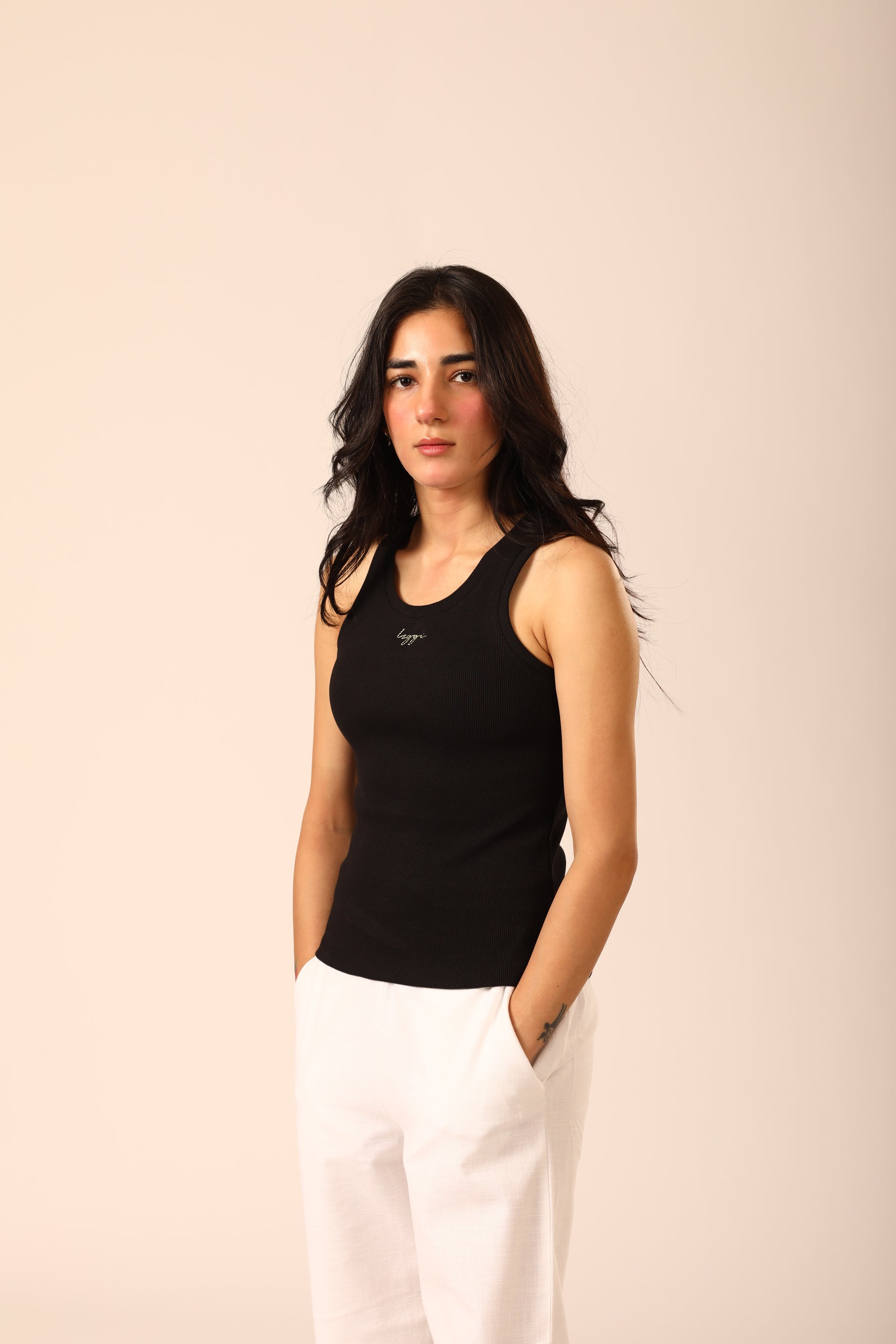 Black Ribbed Sleeveless Top