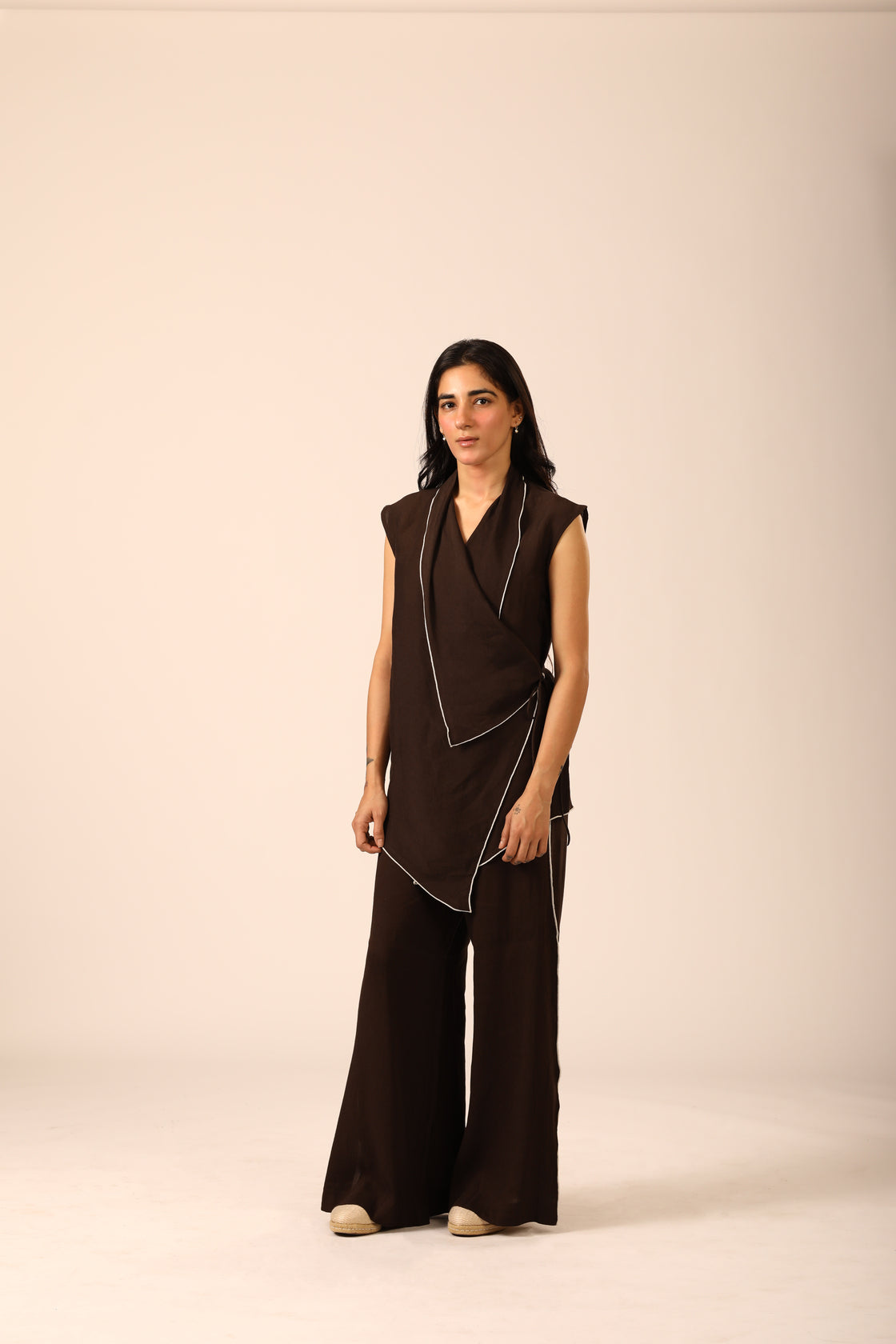Sylvia Wrap-style Top - Espresso