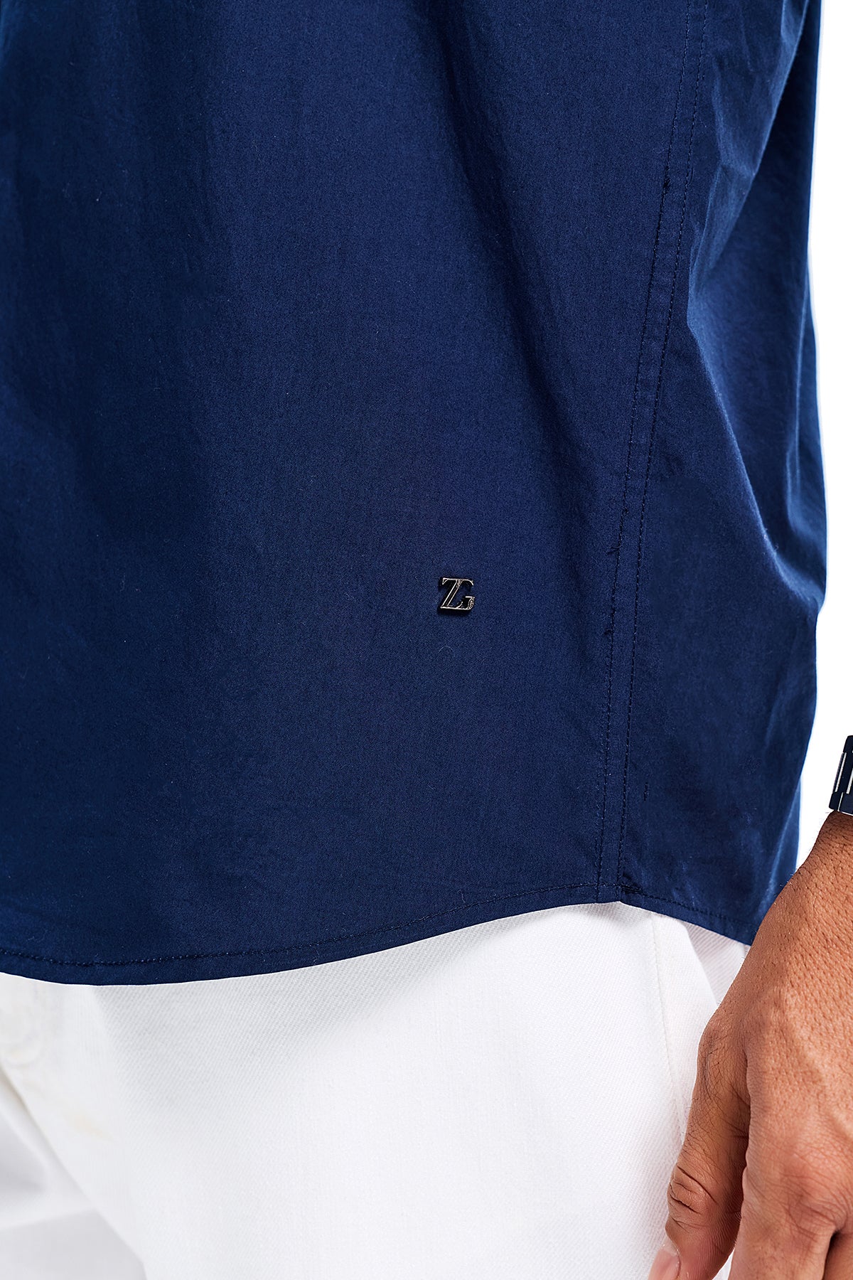 Navy Blue Cotton Poplin Shirt