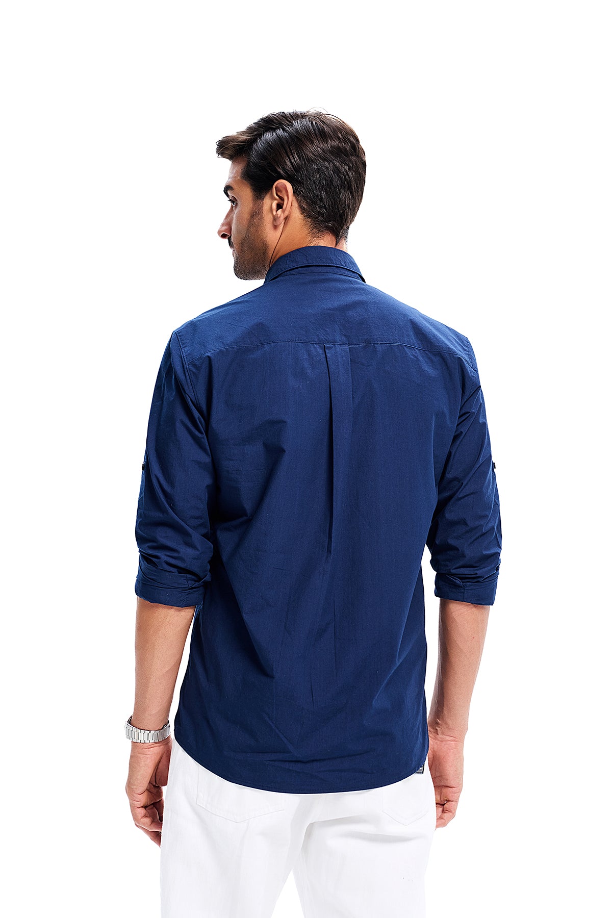 Navy Blue Cotton Poplin Shirt