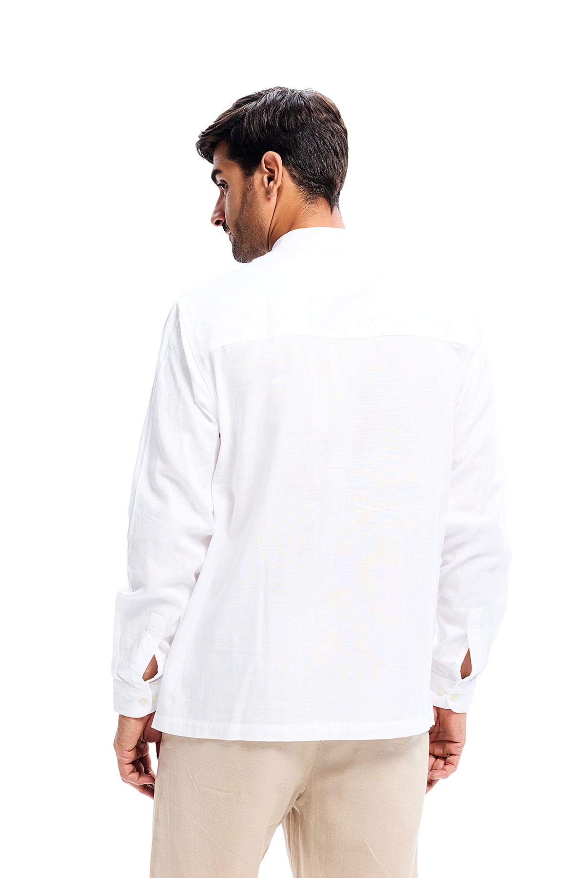White Relaxed Two Pocket Linen Shirt