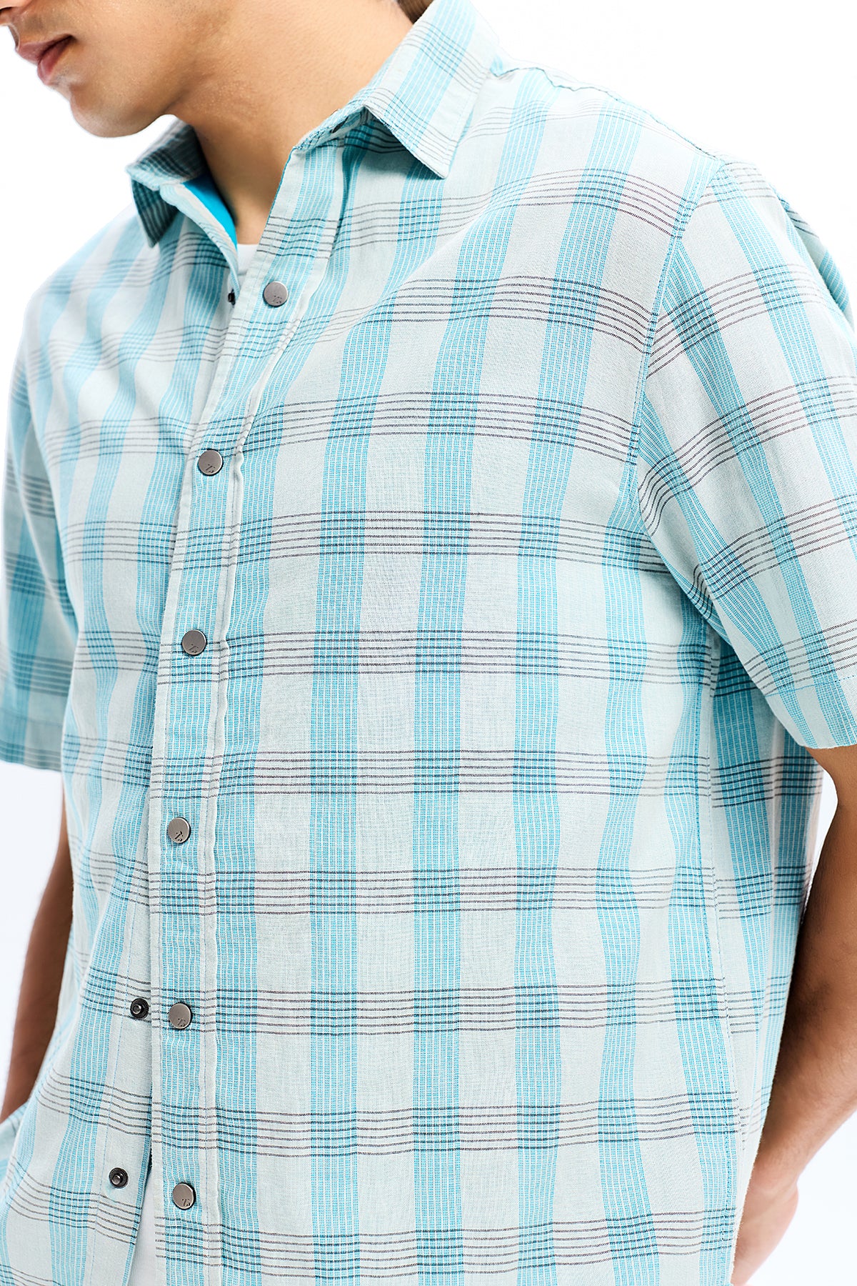 Blue Plaid Cotton People Fall in Love Shirt