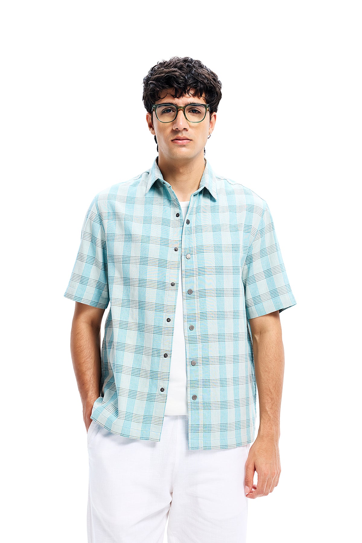 Blue Plaid Cotton People Fall in Love Shirt