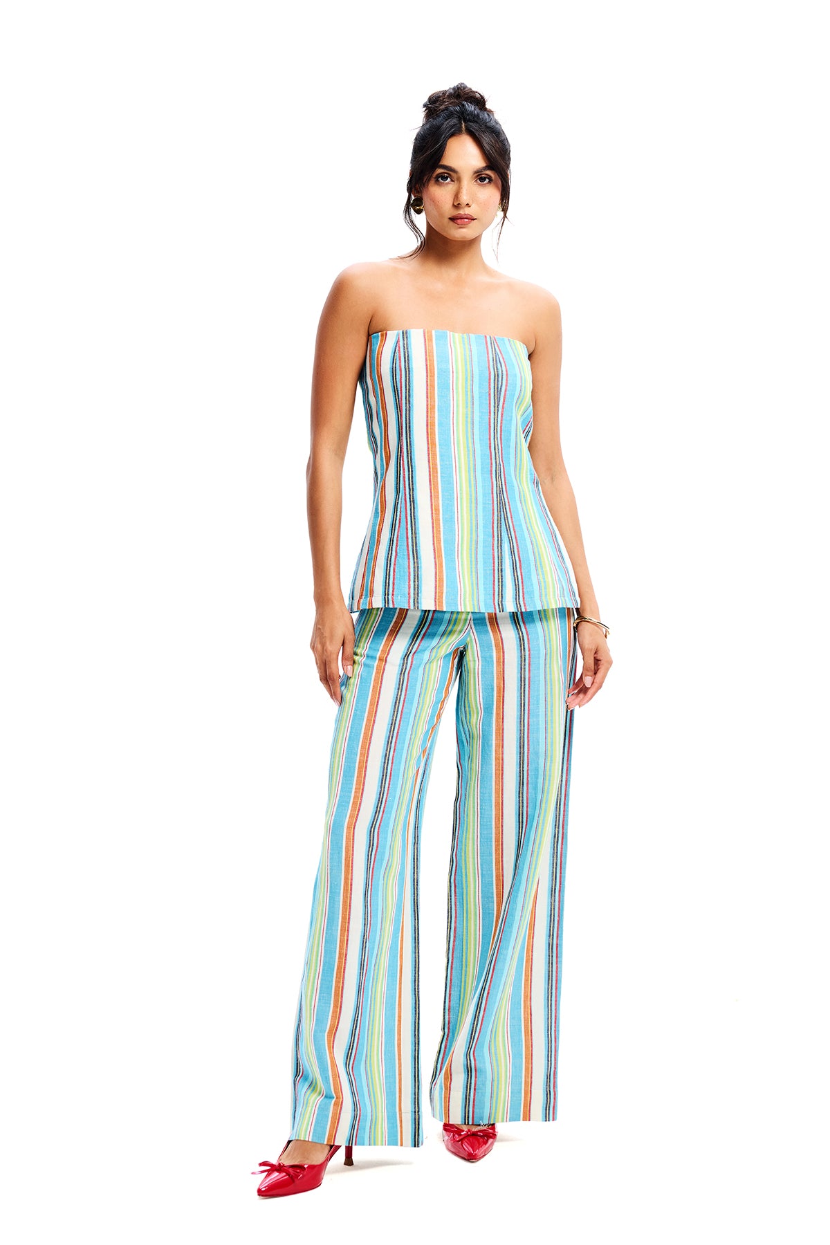 Multicolor Cotton Stripe Bandeau Top