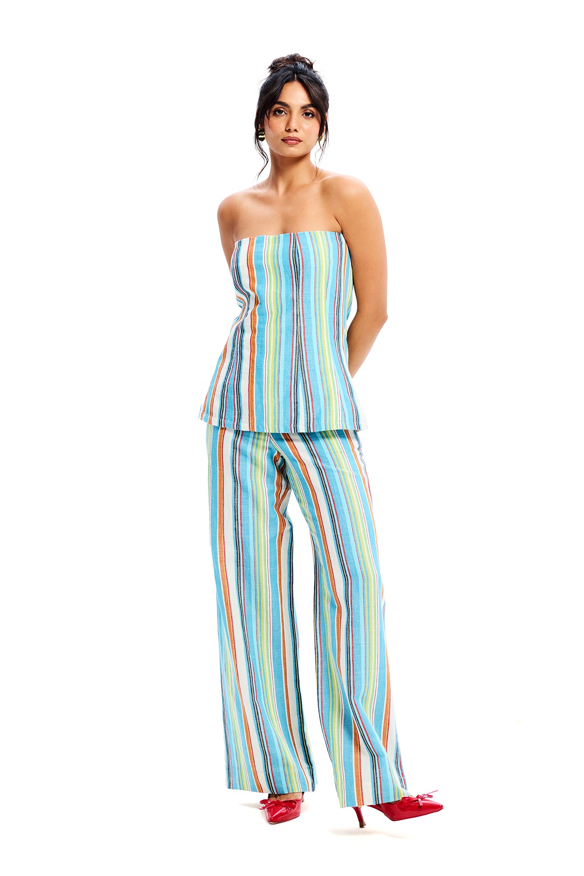 Multicolor Cotton Stripe Trousers