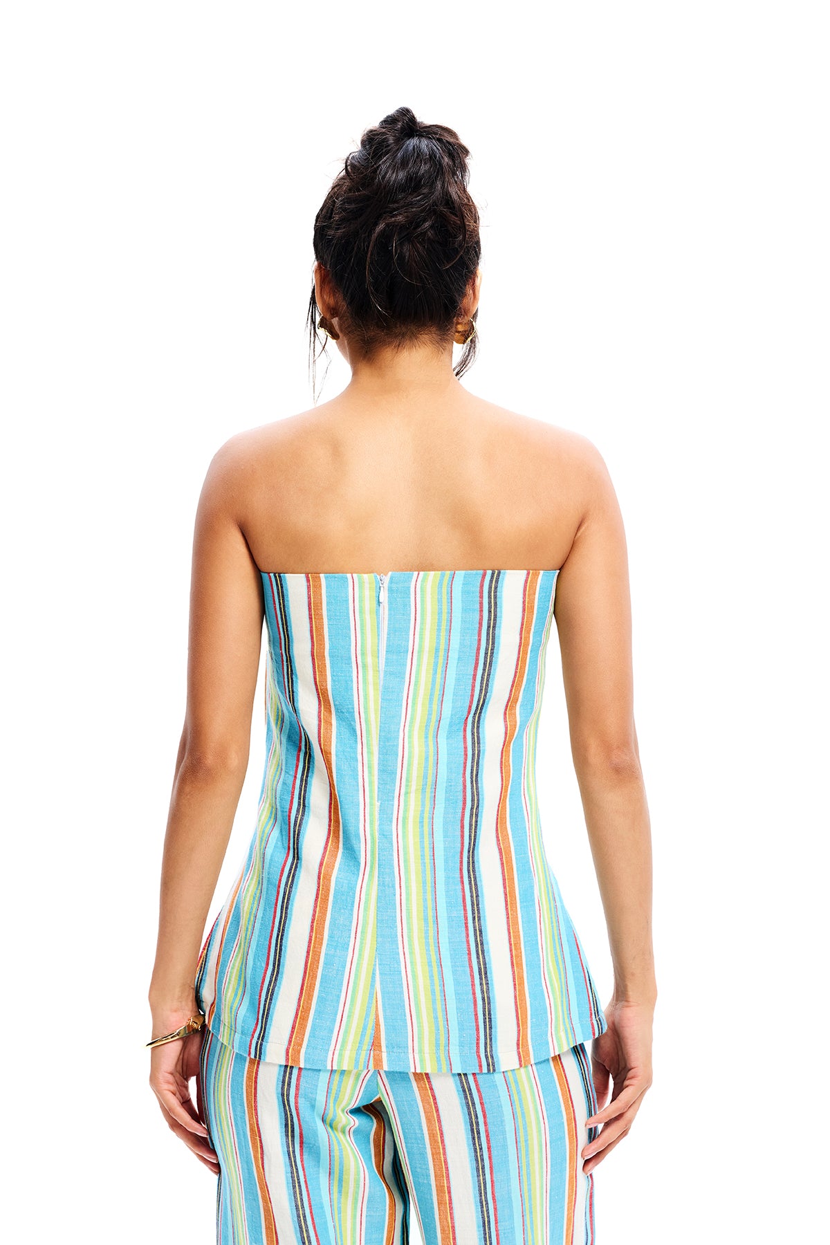 Multicolor Cotton Stripe Bandeau Top