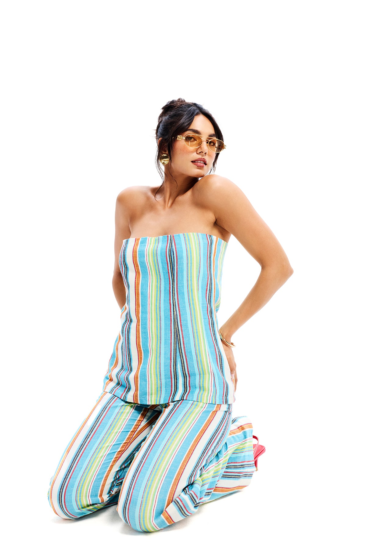 Multicolor Cotton Stripe Trousers