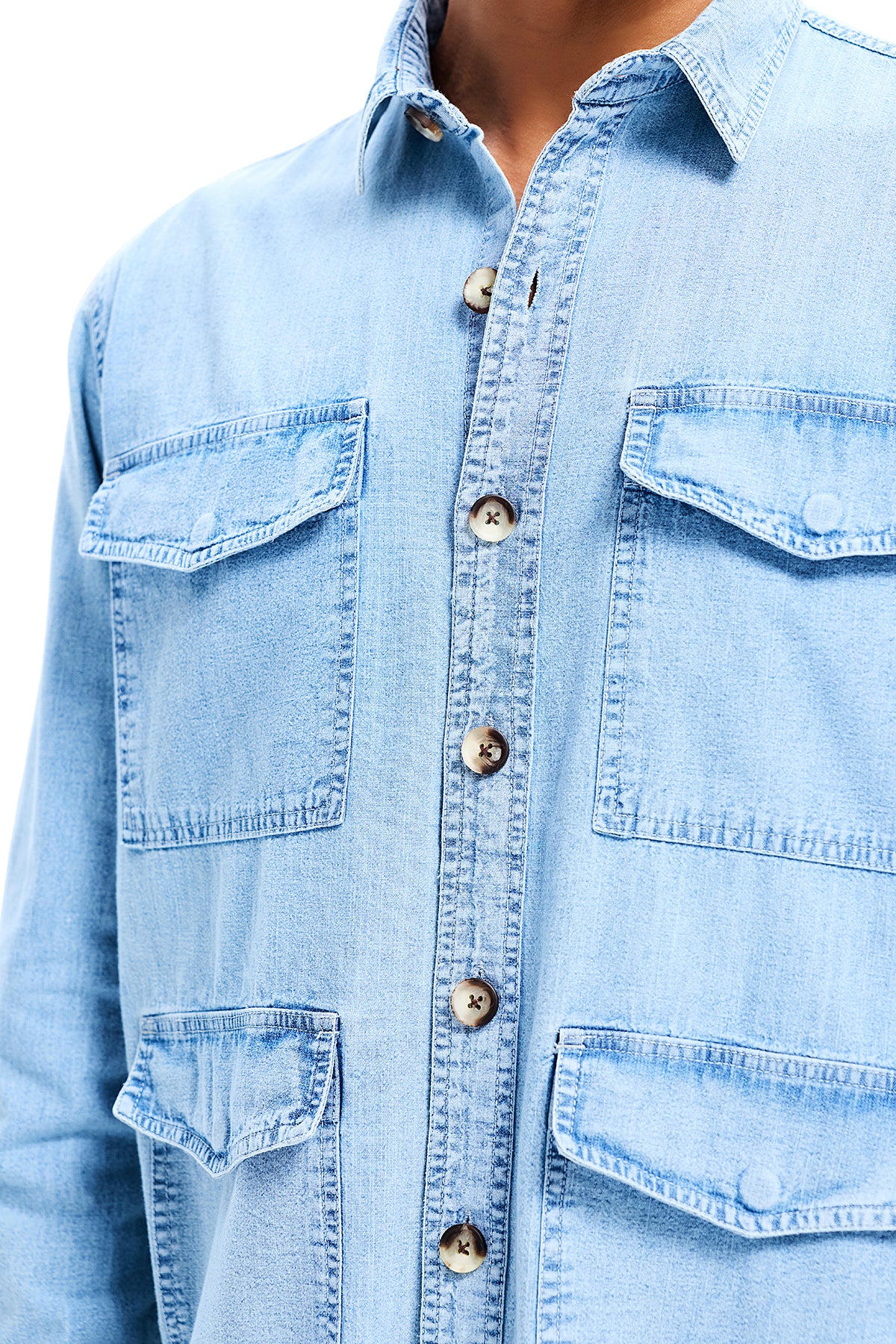 Lightweight Overdyed Denim Safari Shirt