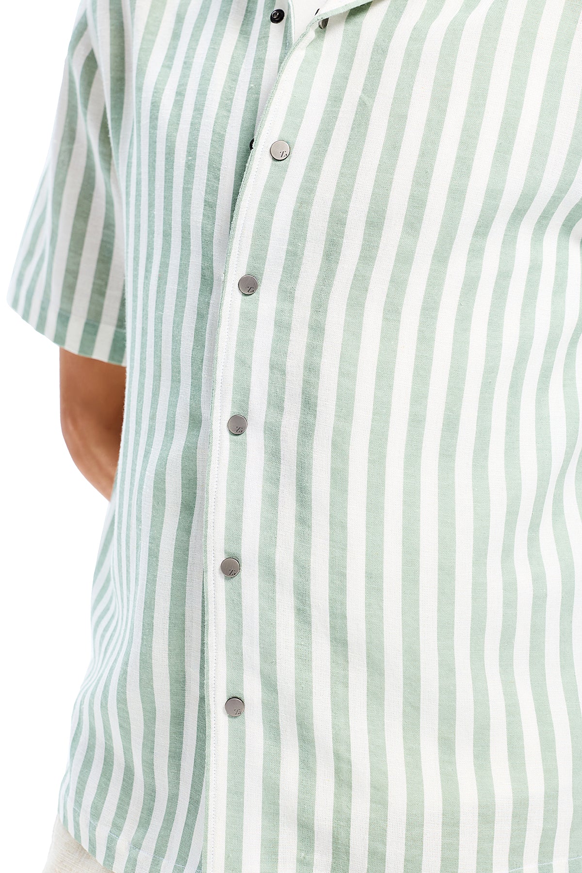 Green Stripe Cotton Stretch Cactus Shirt