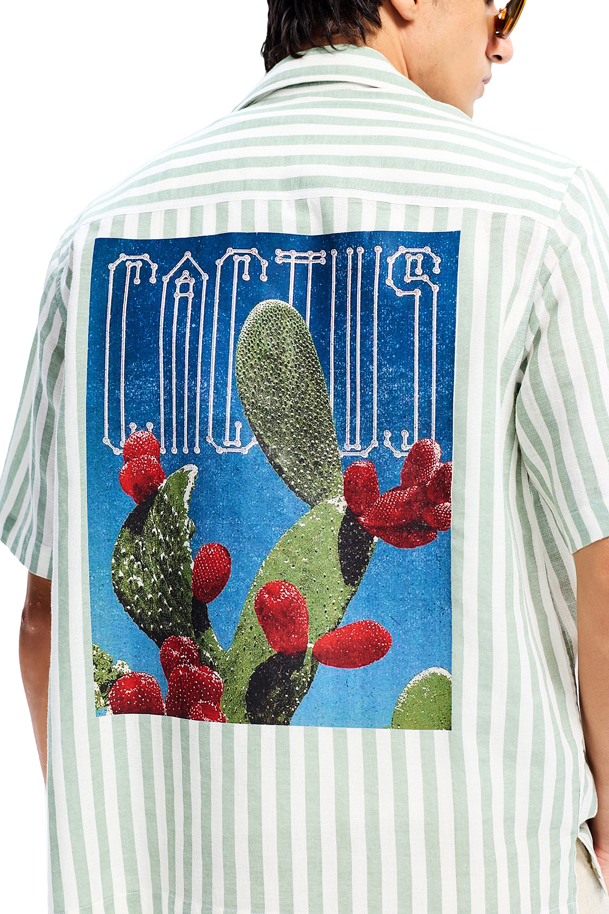 Green Stripe Cotton Stretch Cactus Shirt
