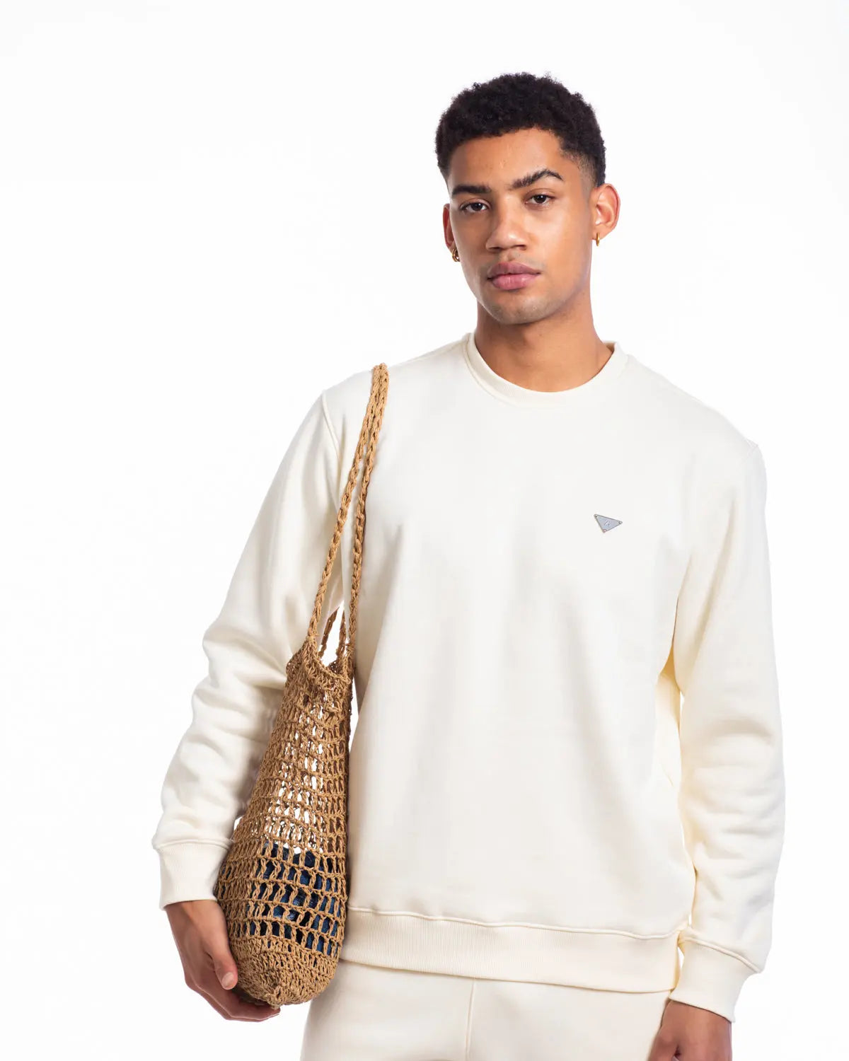 Essence - Men's Crew Neck Sweatshirt in Off-White - IZGGI