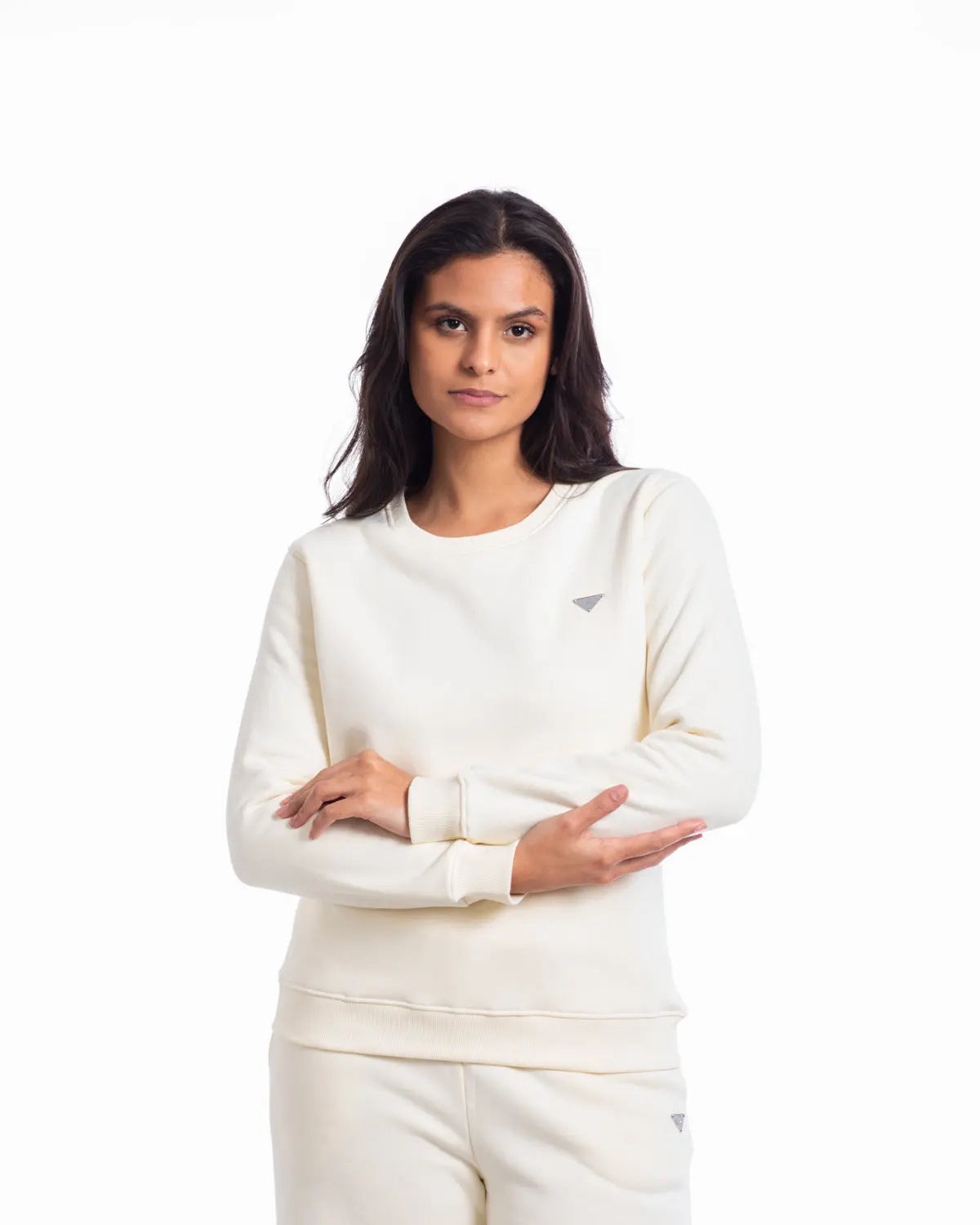 Essence- Women's Crew Neck Sweatshirt in Off-White - IZGGI