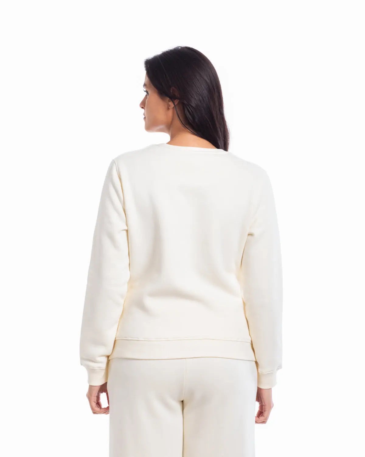 Essence- Women's Crew Neck Sweatshirt in Off-White - IZGGI