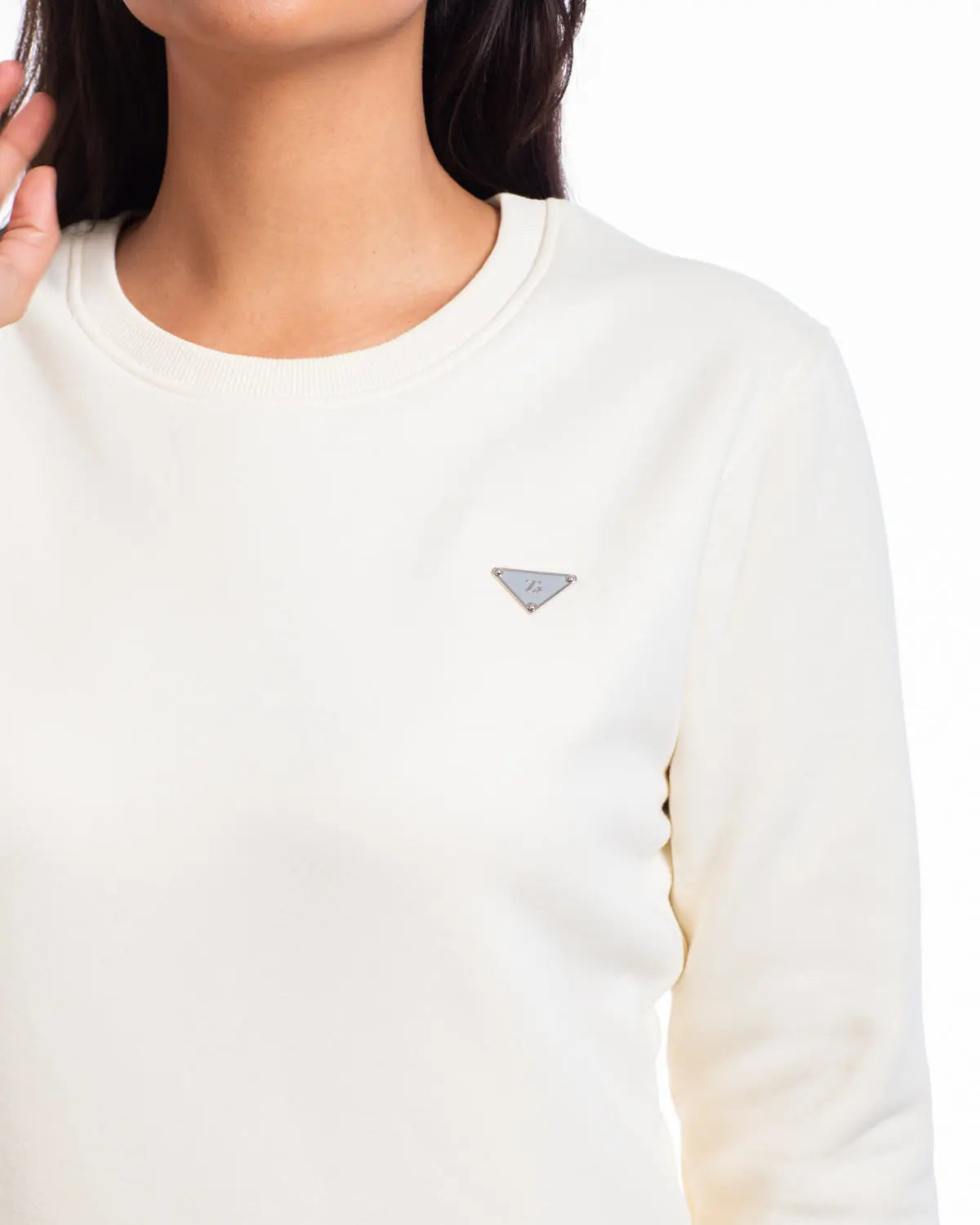Essence- Women's Crew Neck Sweatshirt in Off-White - IZGGI