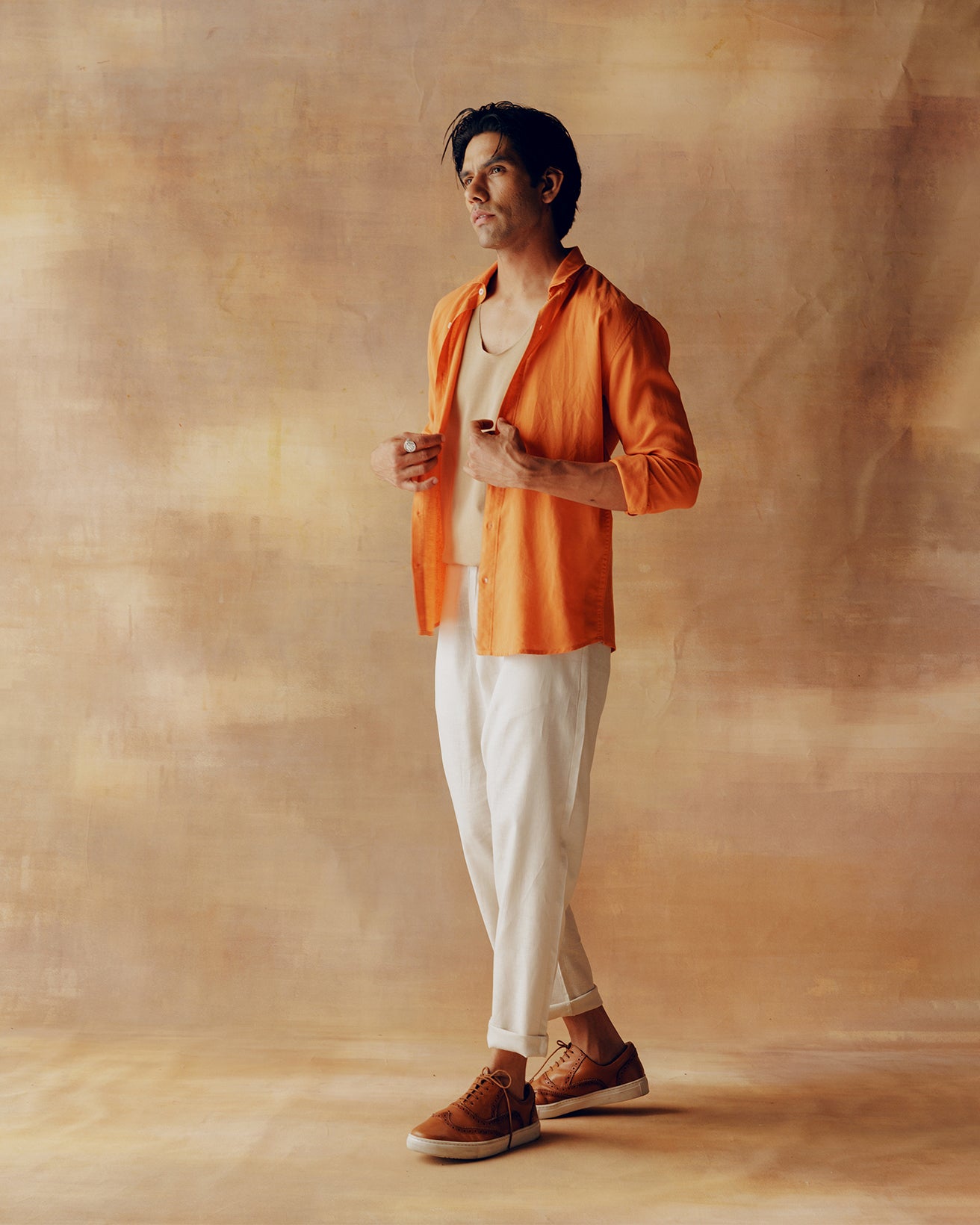 Tangerine Linen Shirt
