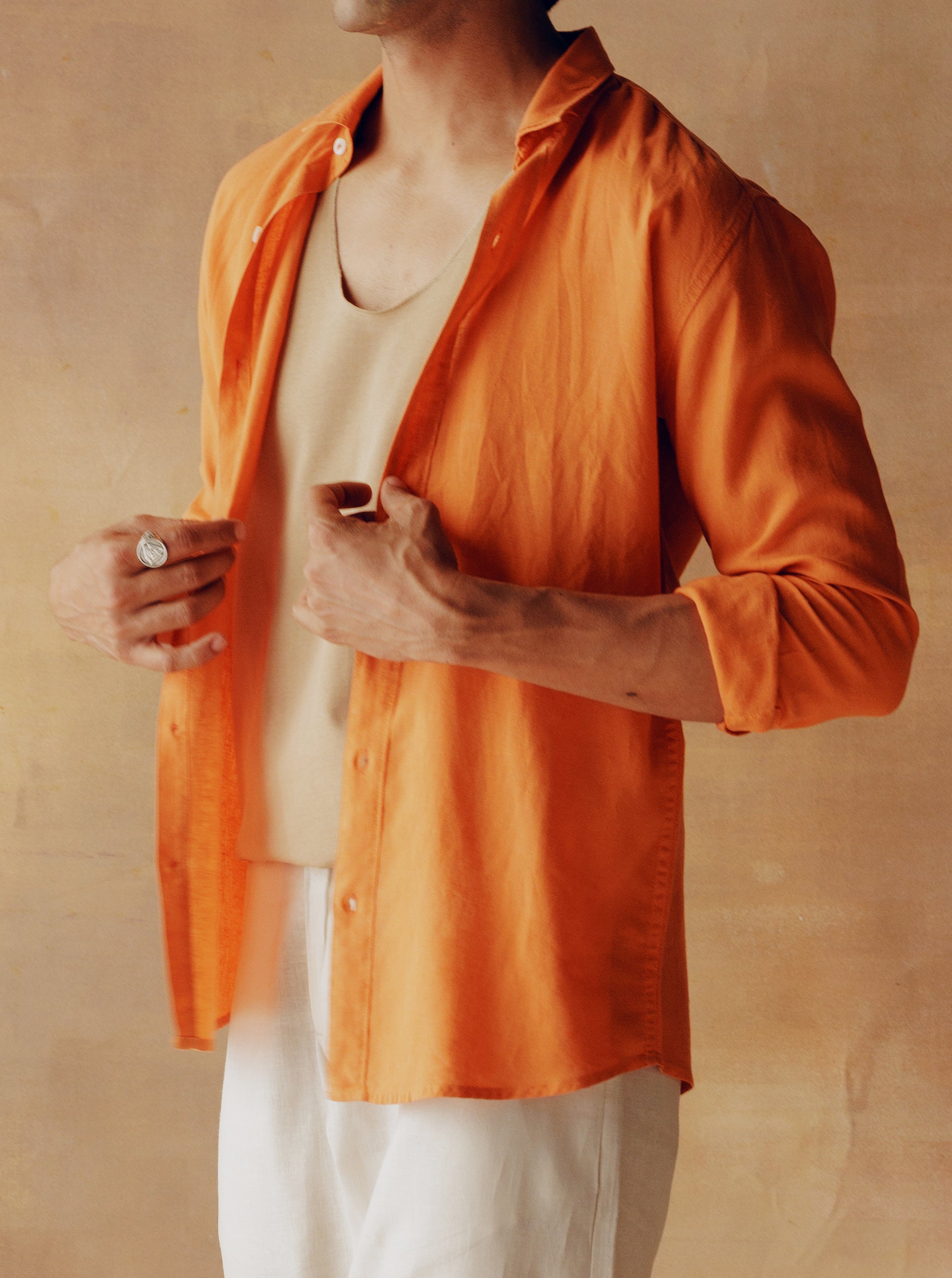 Tangerine Linen Shirt