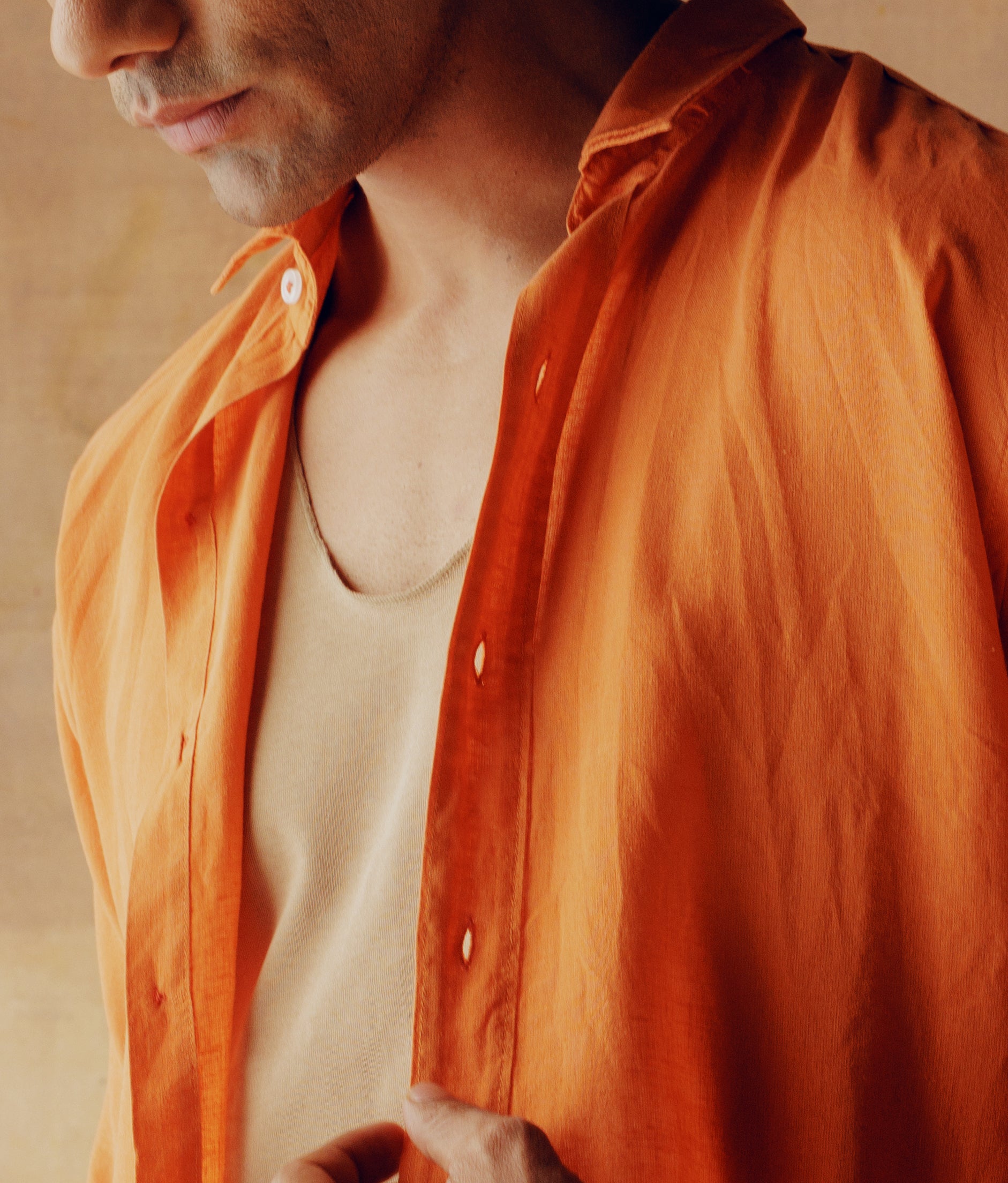 Tangerine Linen Shirt