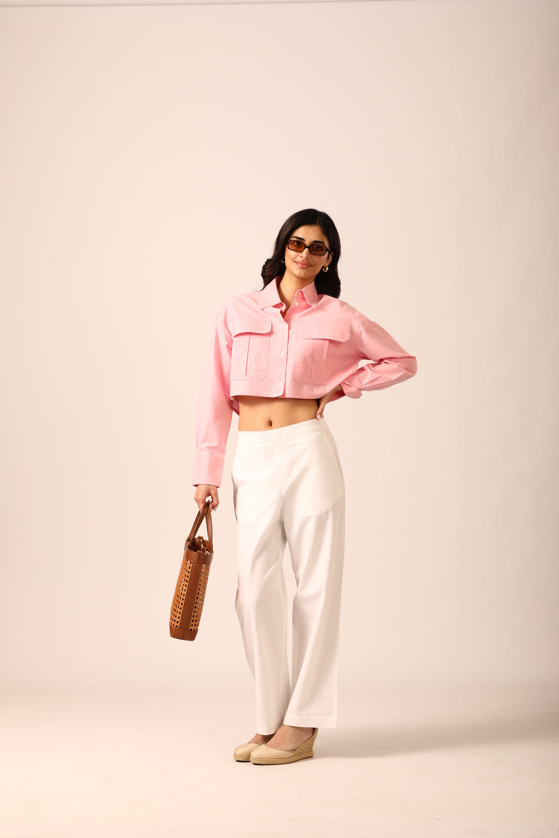 Lia Crop Shirt in Pink