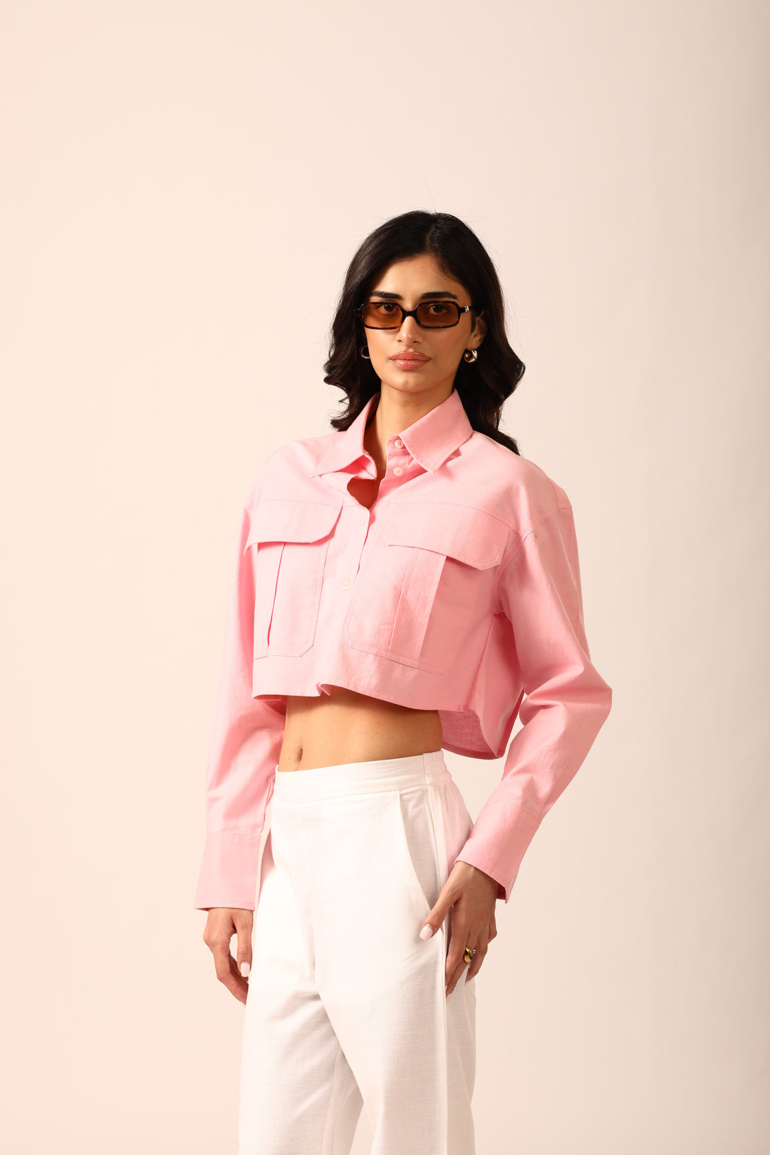 Lia Crop Shirt in Pink