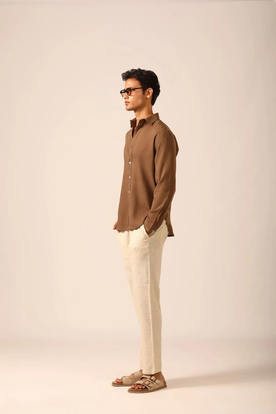 Linen Shirt in Mocha Brown - IZGGI