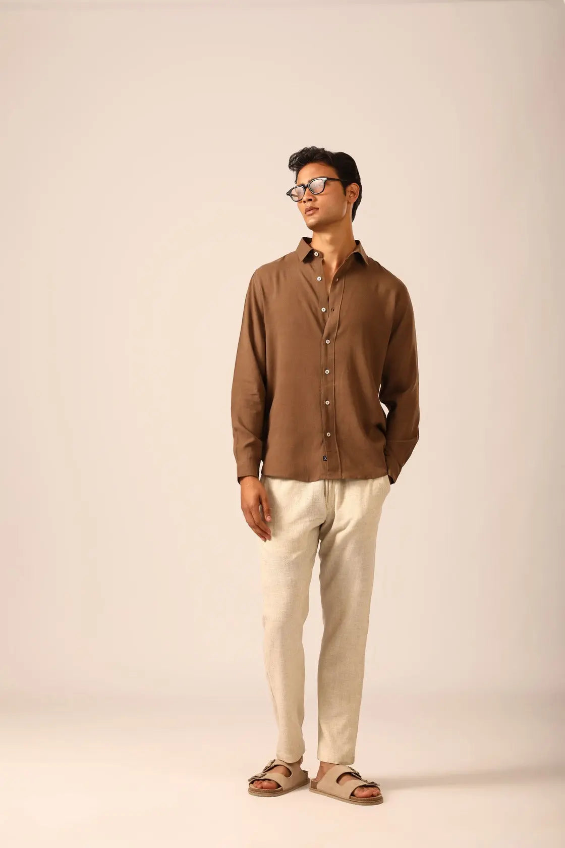 Linen Shirt in Mocha Brown - IZGGI