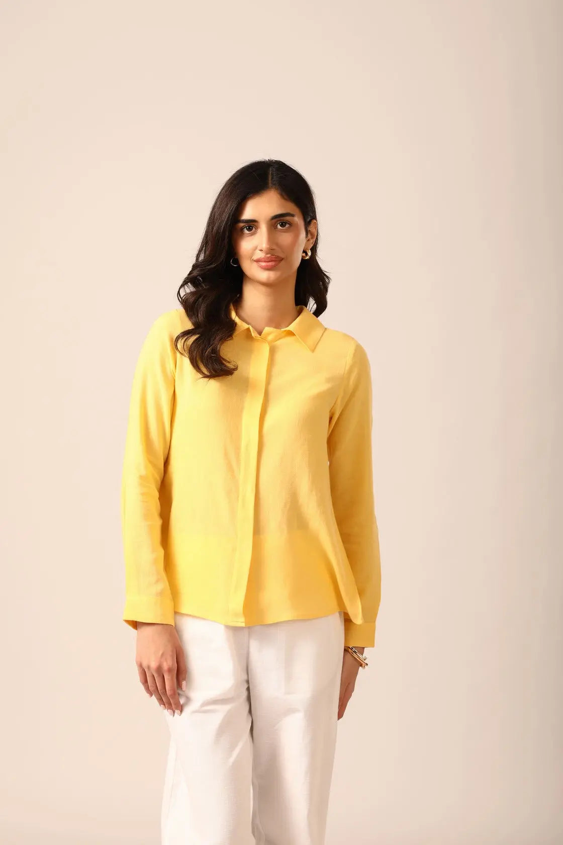 Bria A-line Linen Shirt in Sunshine - IZGGI