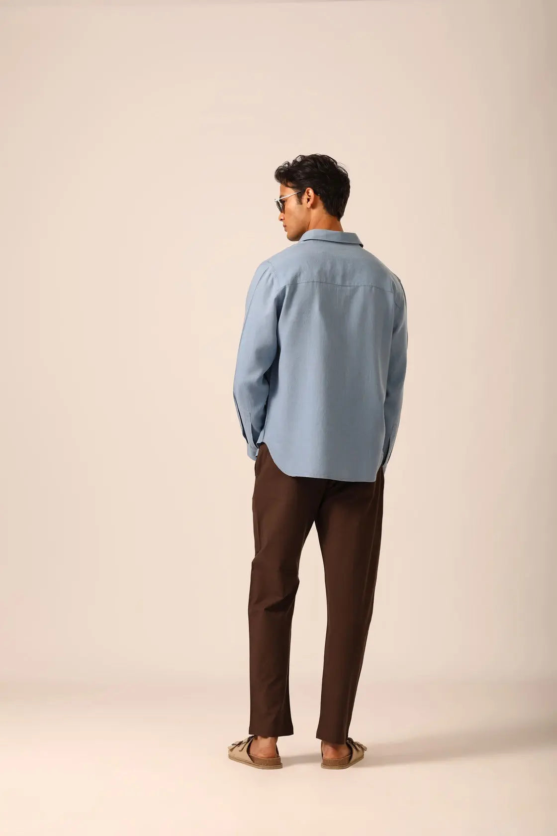 Linen Shirt in Steel Blue - IZGGI