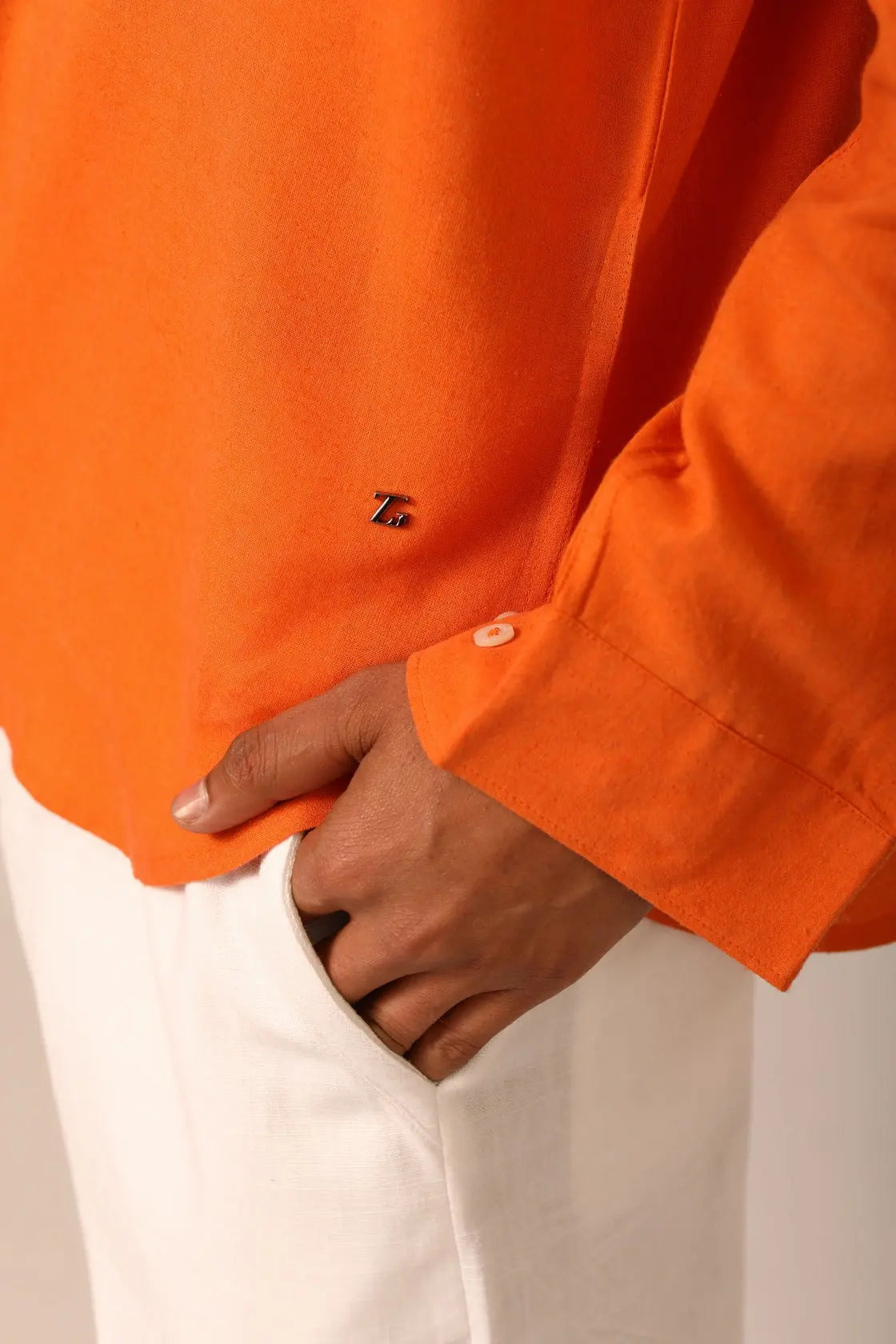 Linen Shirt in Tangerine - IZGGI