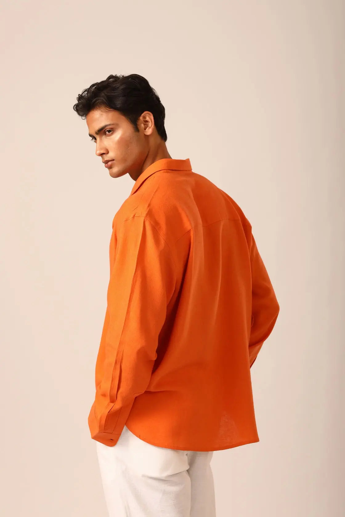 Linen Shirt in Tangerine - IZGGI