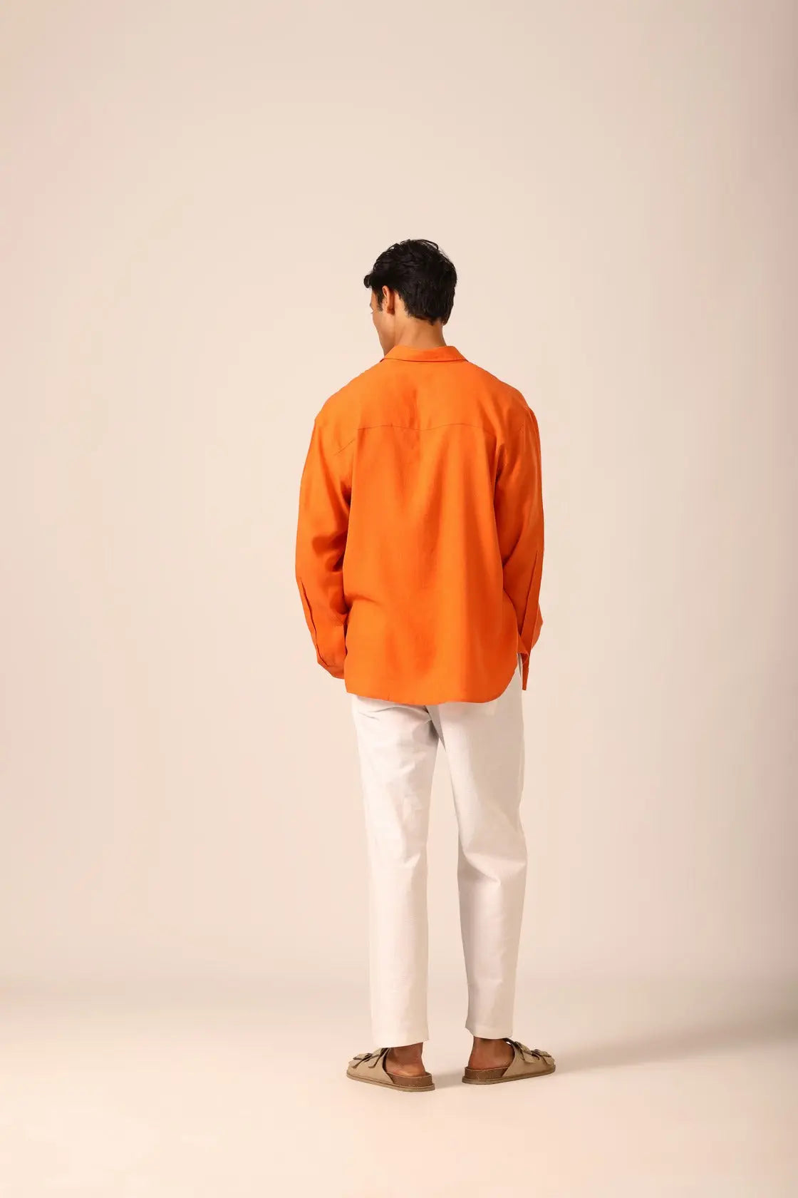 Linen Shirt in Tangerine - IZGGI