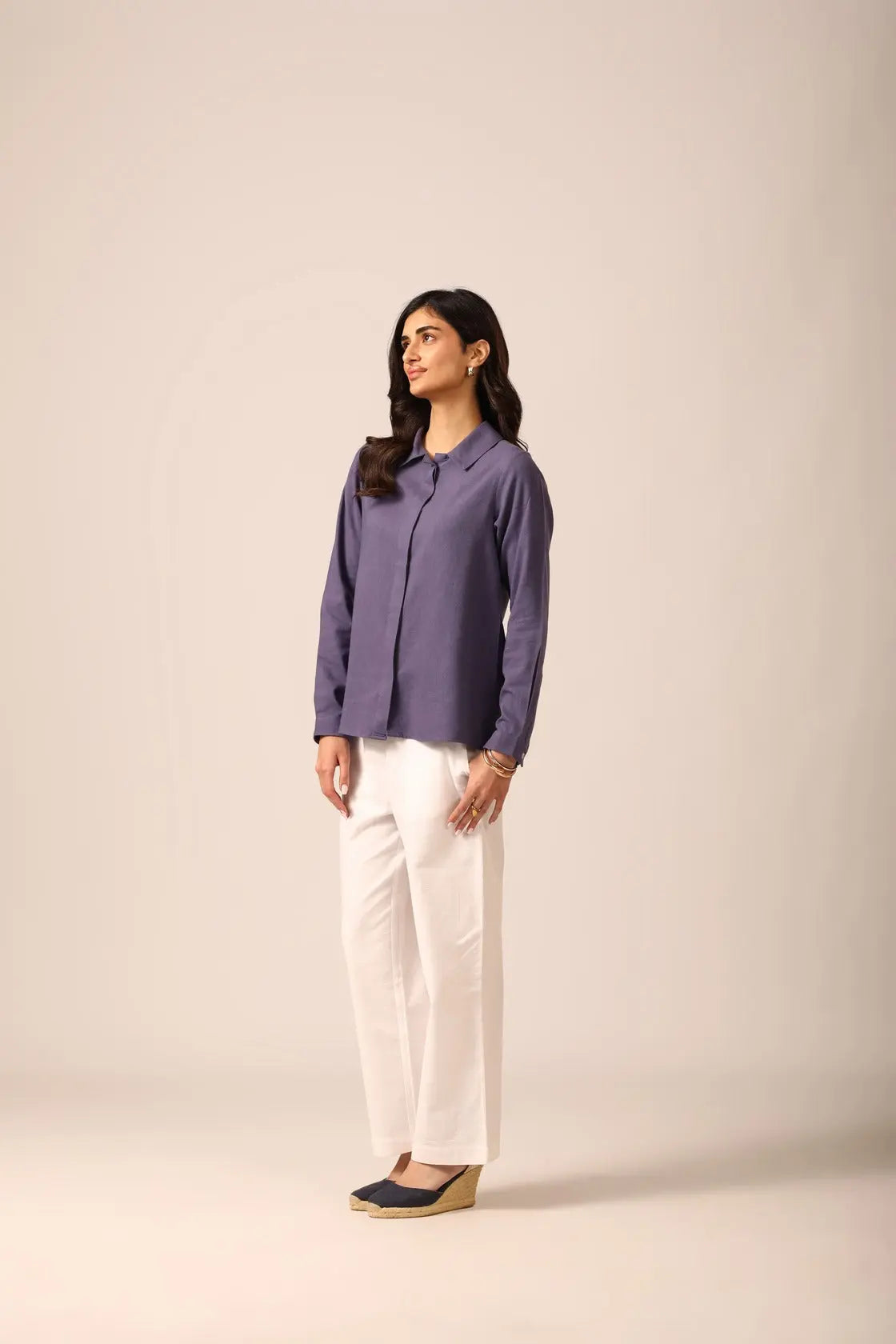 Bria A-line Linen Shirt in Iris - IZGGI