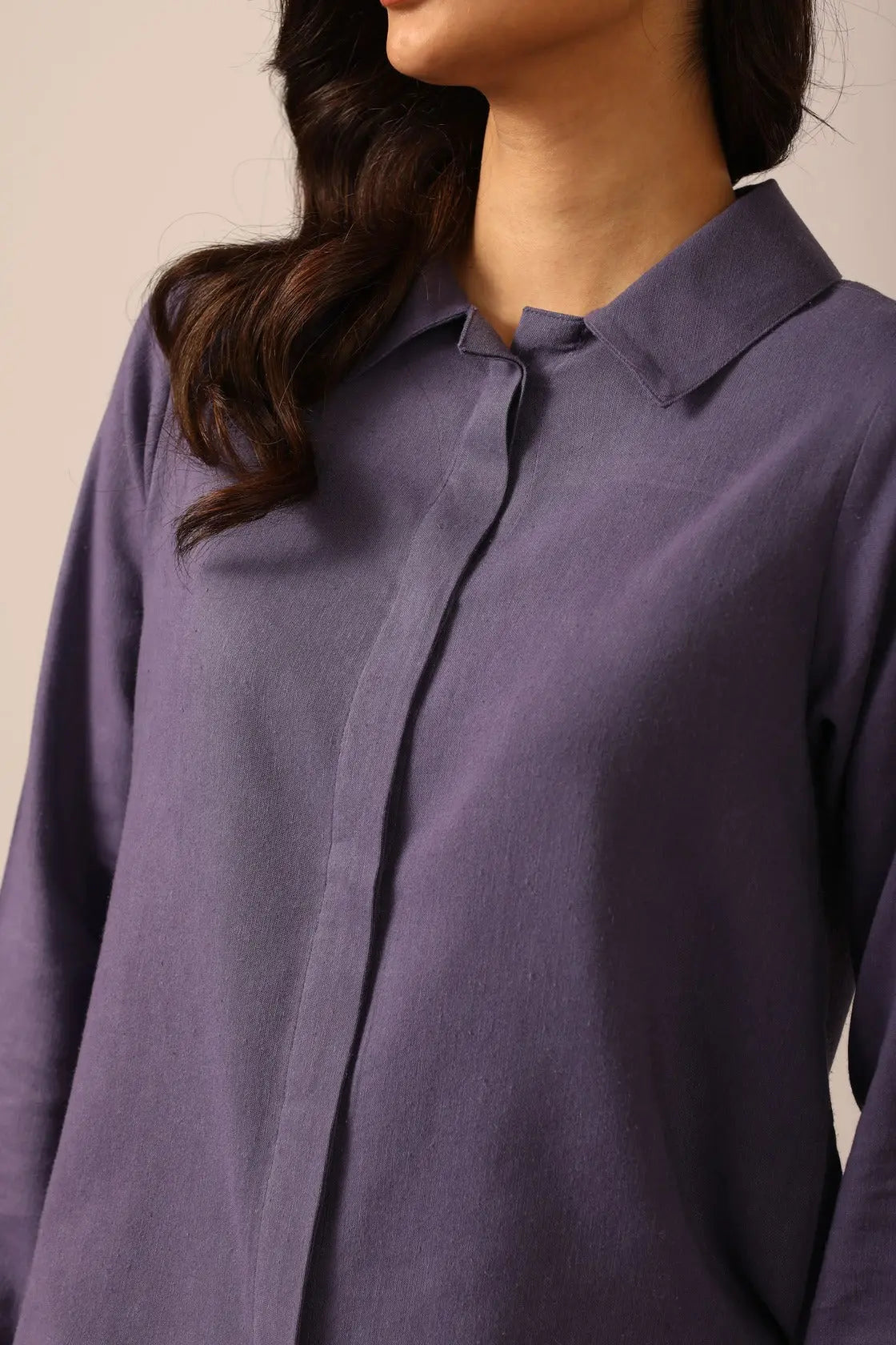 Bria A-line Linen Shirt in Iris - IZGGI