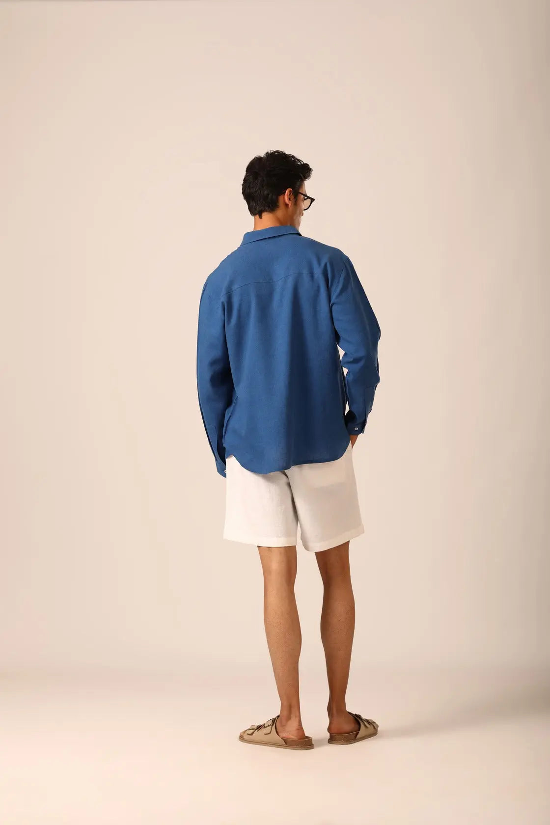 Linen Shirt in Oxford Blue - IZGGI