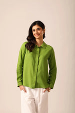 Bria A-line Linen Shirt in Serpent