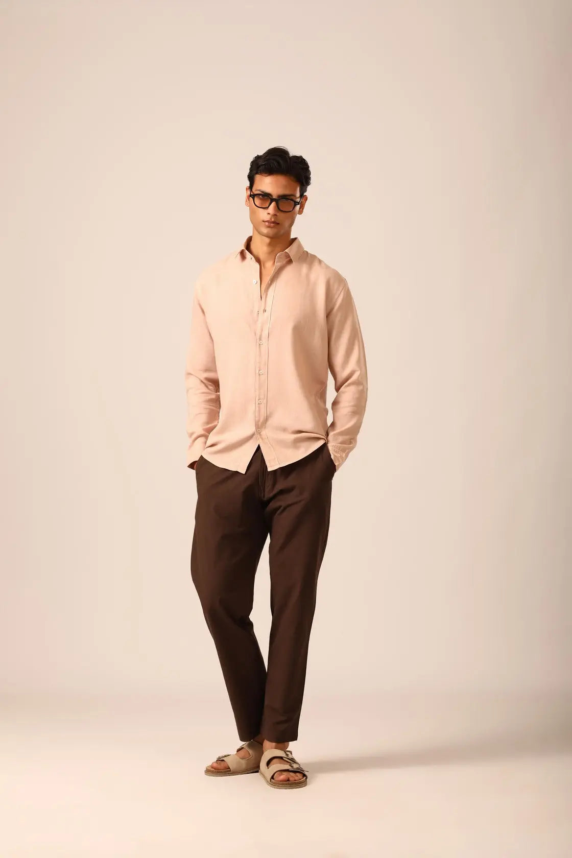 Linen Shirt in Powder Puff - IZGGI
