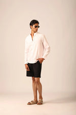 Chinese Collar Linen Shirt in Sakura