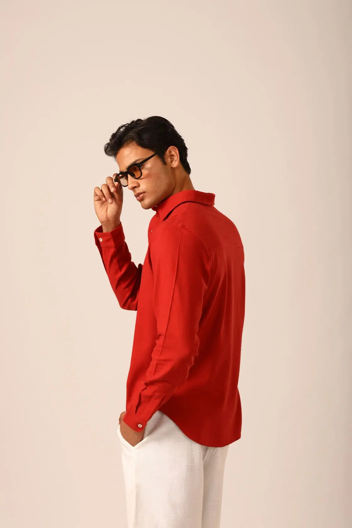 Linen Shirt in Red Saffron - IZGGI