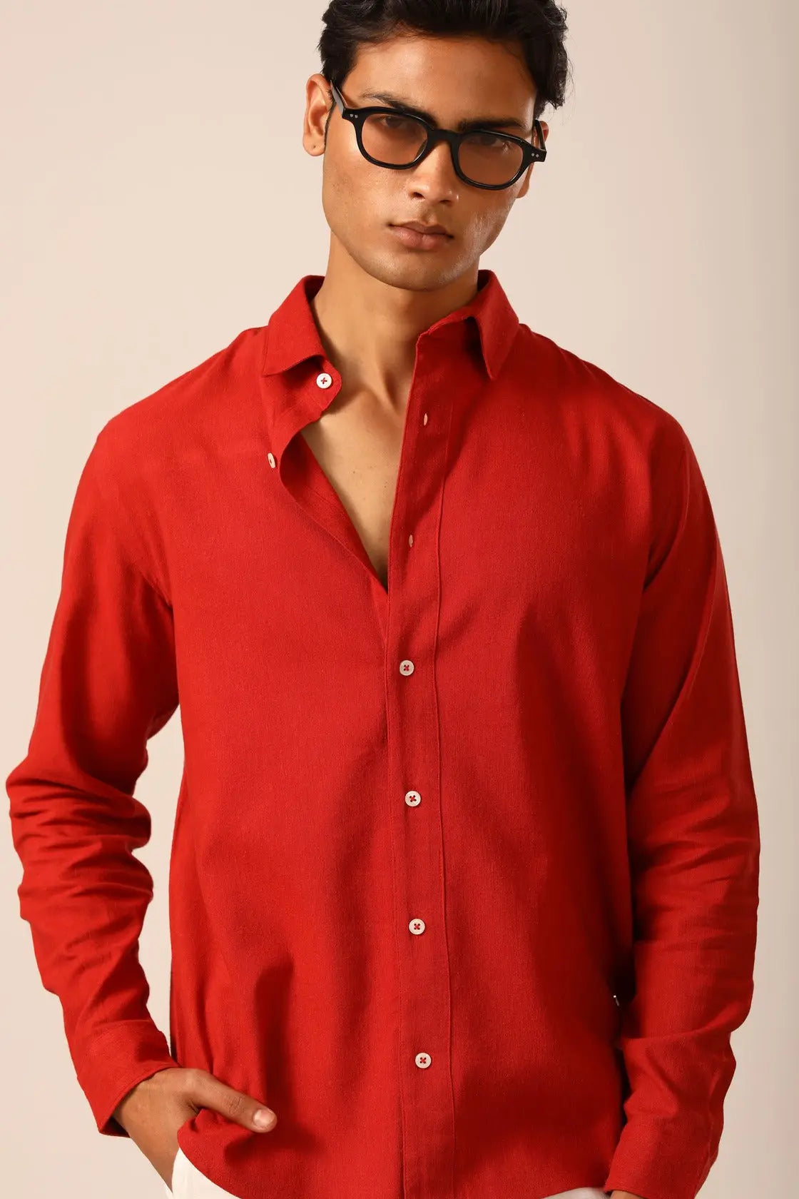 Linen Shirt in Red Saffron - IZGGI