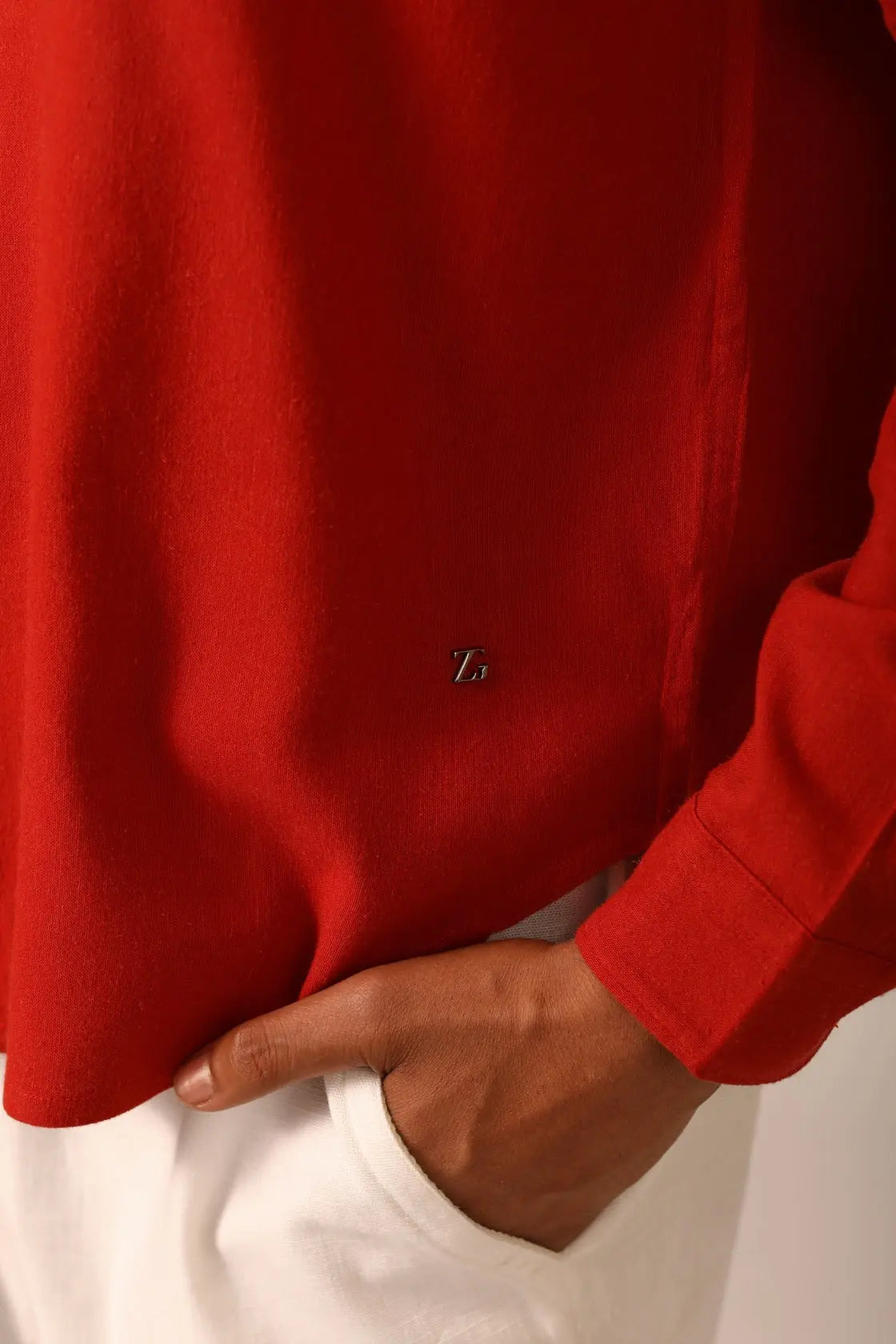 Linen Shirt in Red Saffron - IZGGI