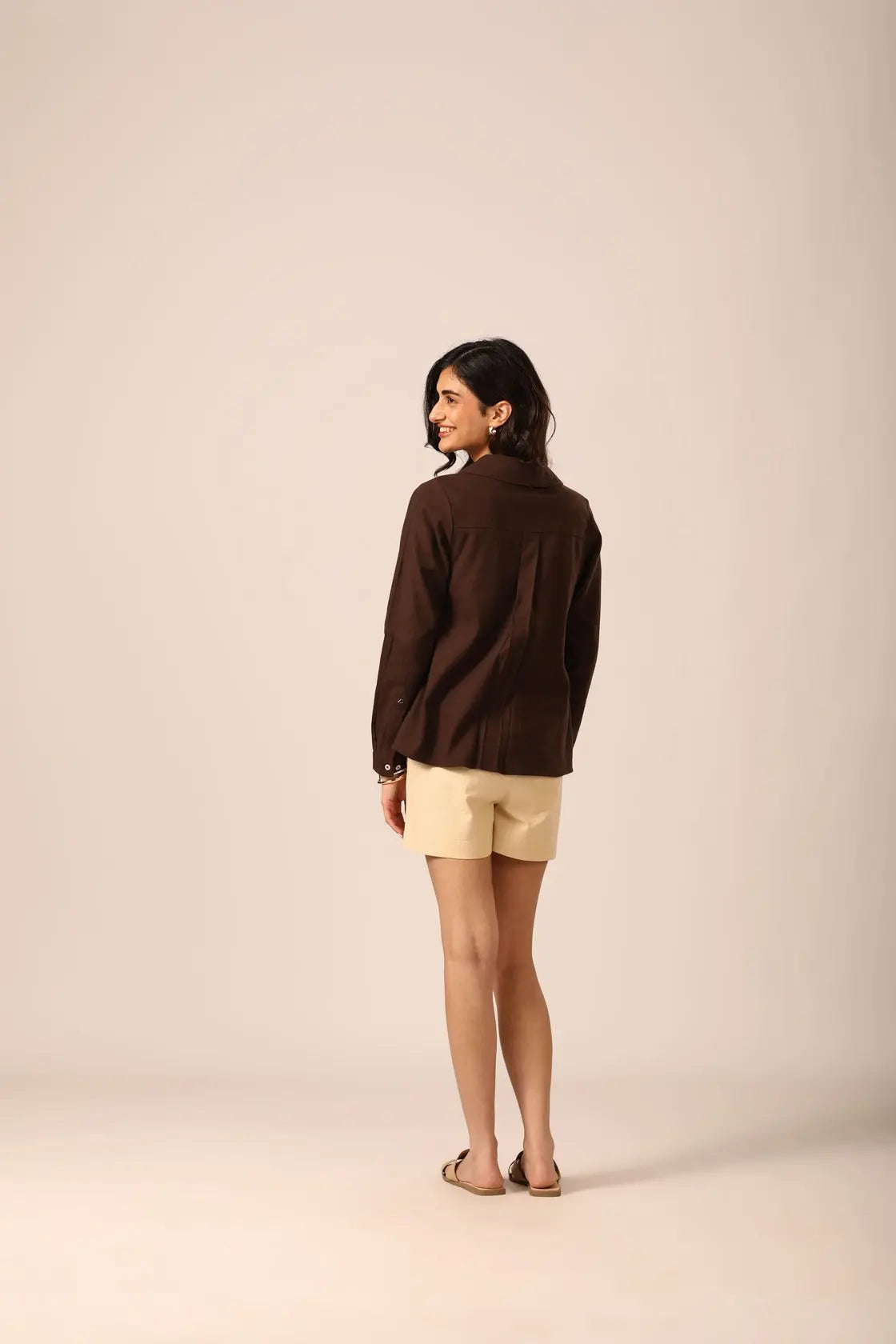 Bria A-line Linen Shirt in Espresso - IZGGI