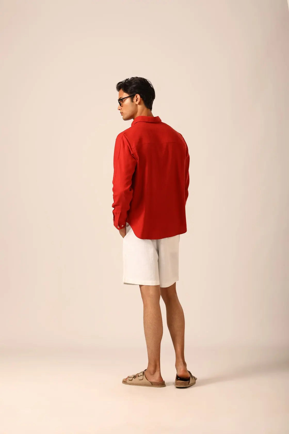 Linen Shirt in Red Saffron - IZGGI