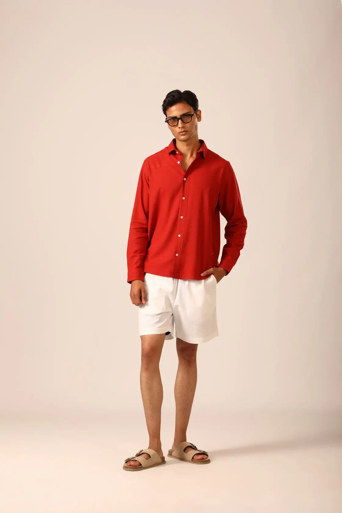 Linen Shirt in Red Saffron - IZGGI