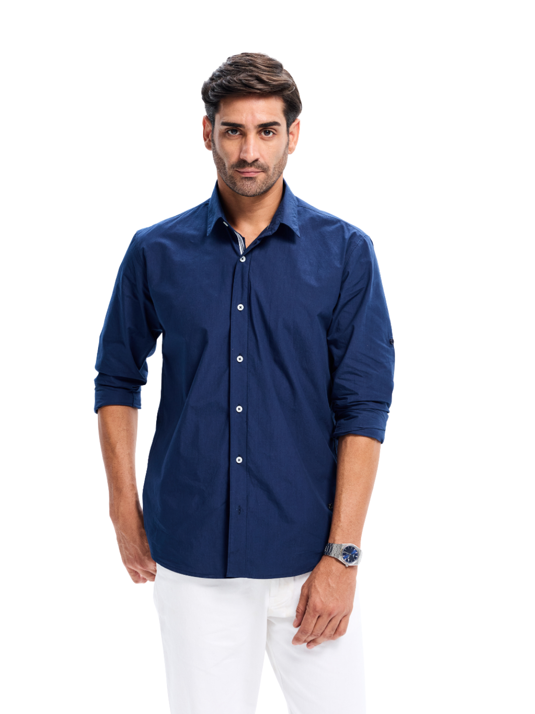 Navy Blue Cotton Poplin Shirt