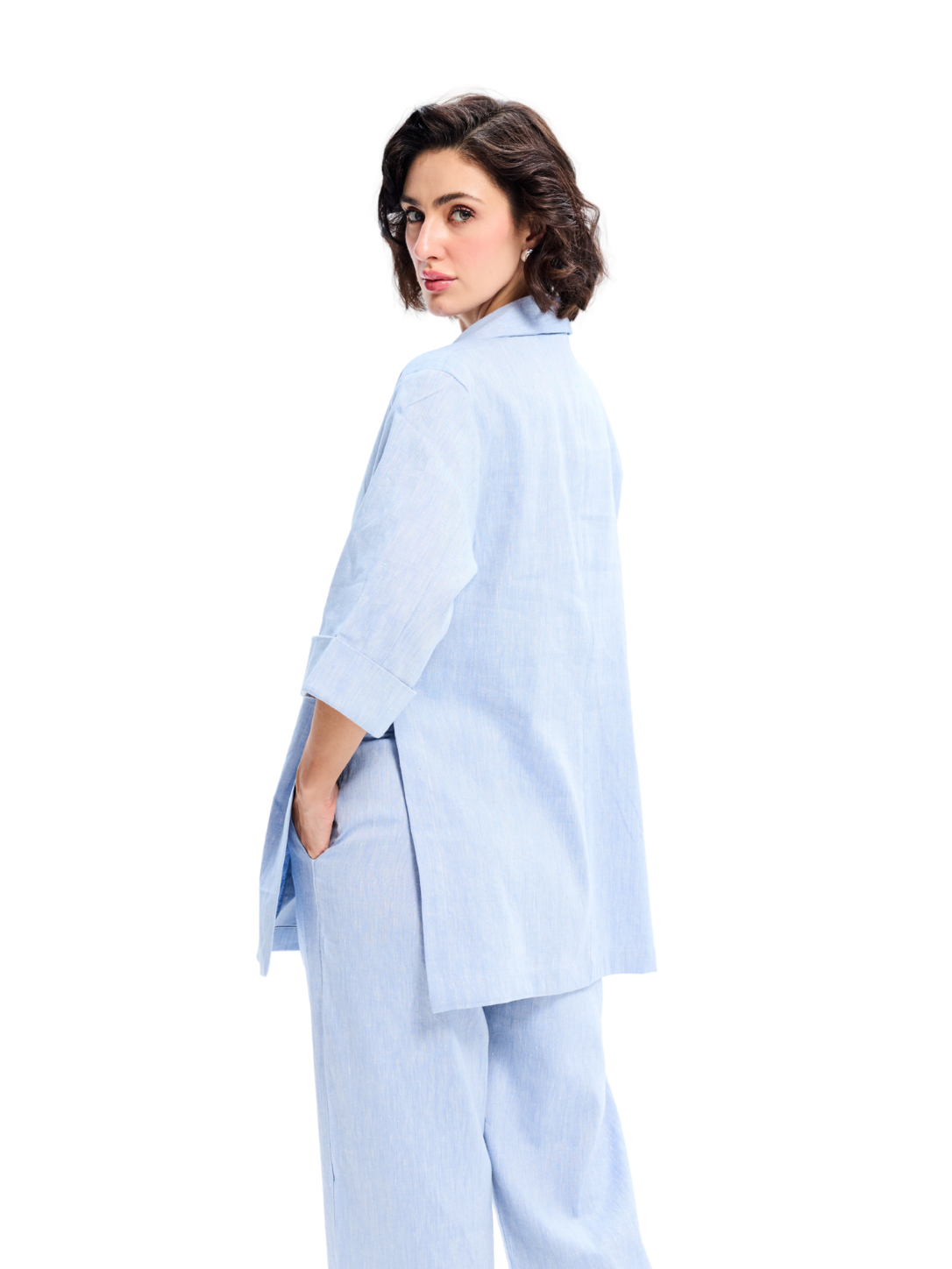 Blue Cotton Slub Trouser