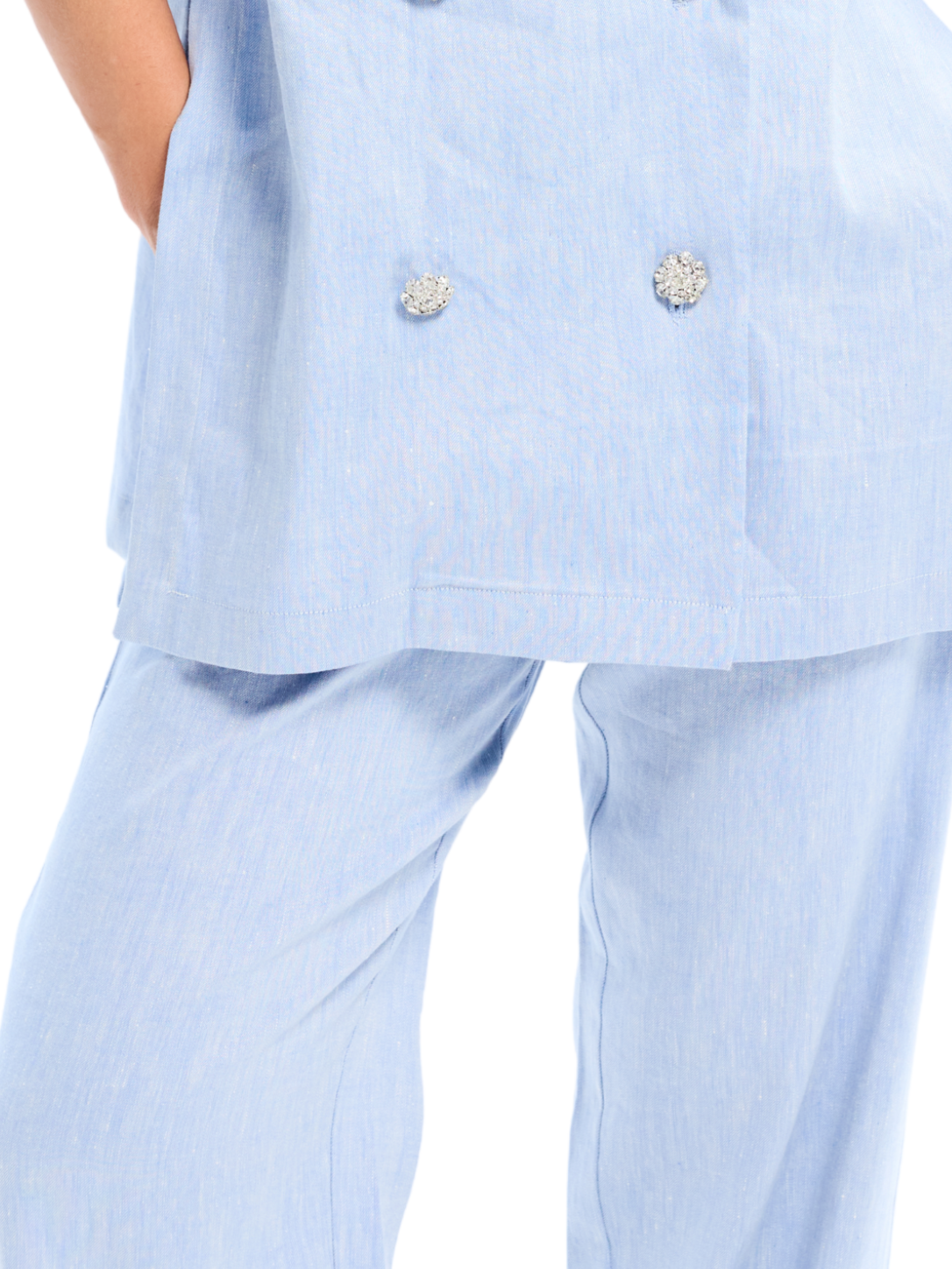 Blue Cotton Slub Trouser