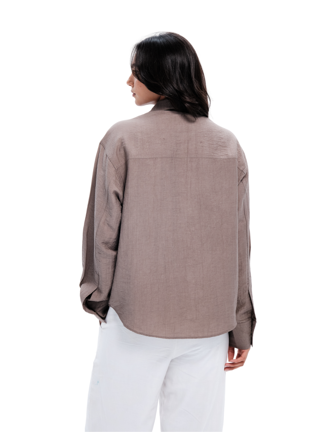 Grey Cotton Funnel Neck Shirt
