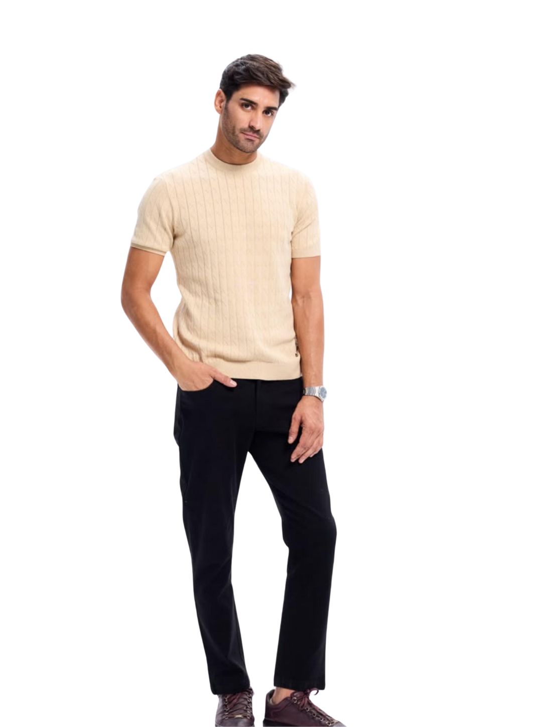 Beige Jacquard Tee