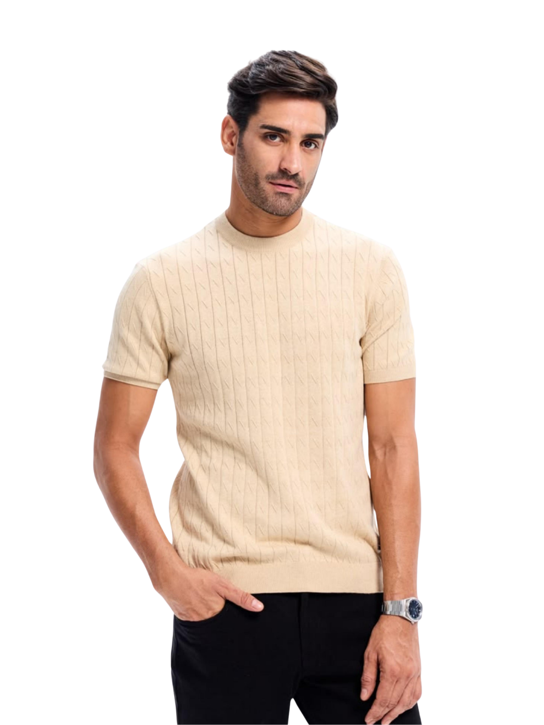 Beige Jacquard Tee