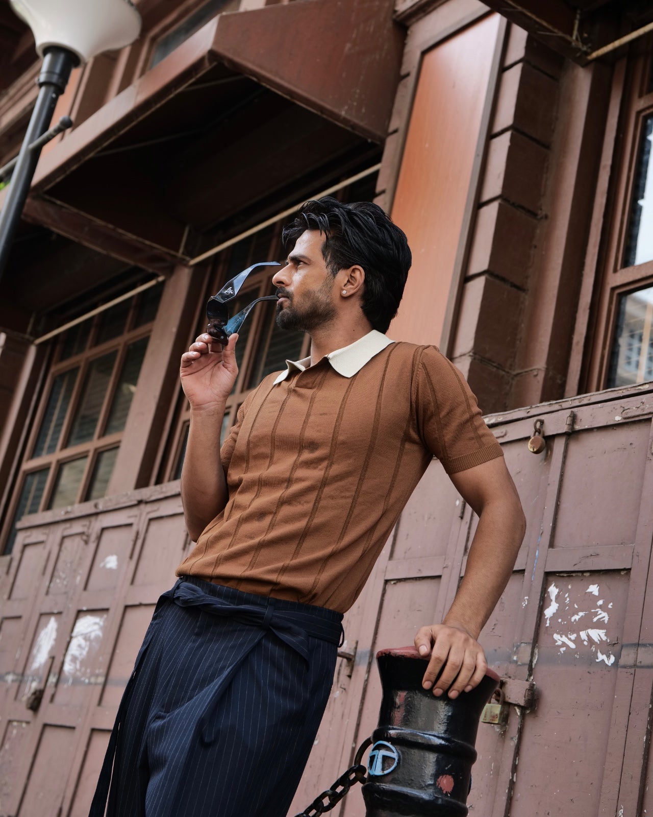 Chestnut Contrast Collar Polo